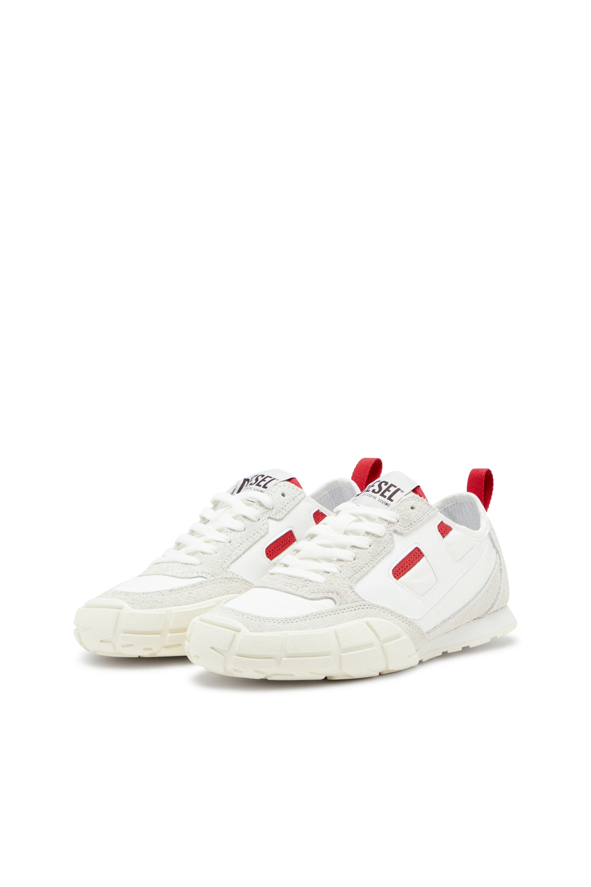 Diesel - S-PAGODHA LOW W, Woman's S-Pagodha-Sneakers in leather, suede and ripstop in White/Red - 8