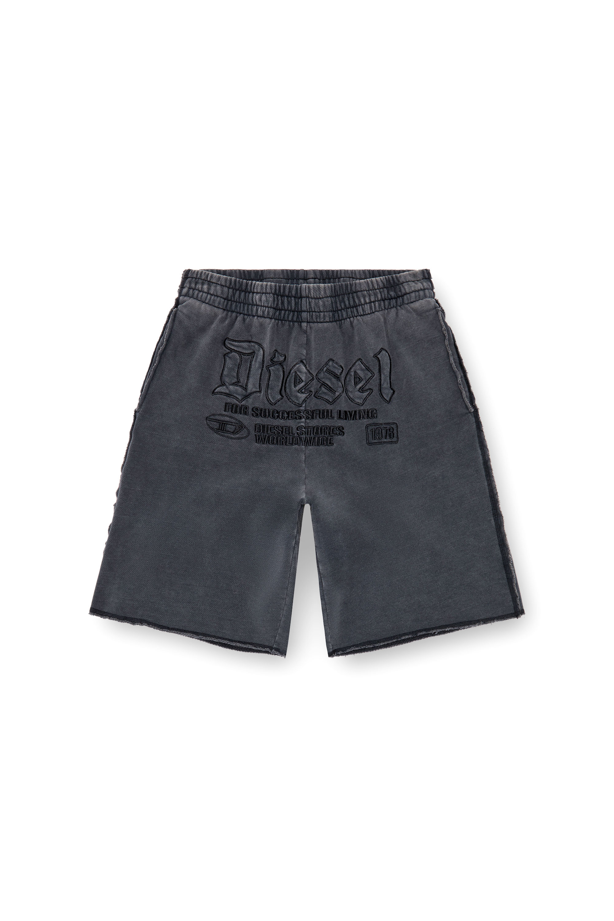 Diesel - P-RAWMARSHY, Man Sweat shorts with Diesel embroidery in Black - Image 3