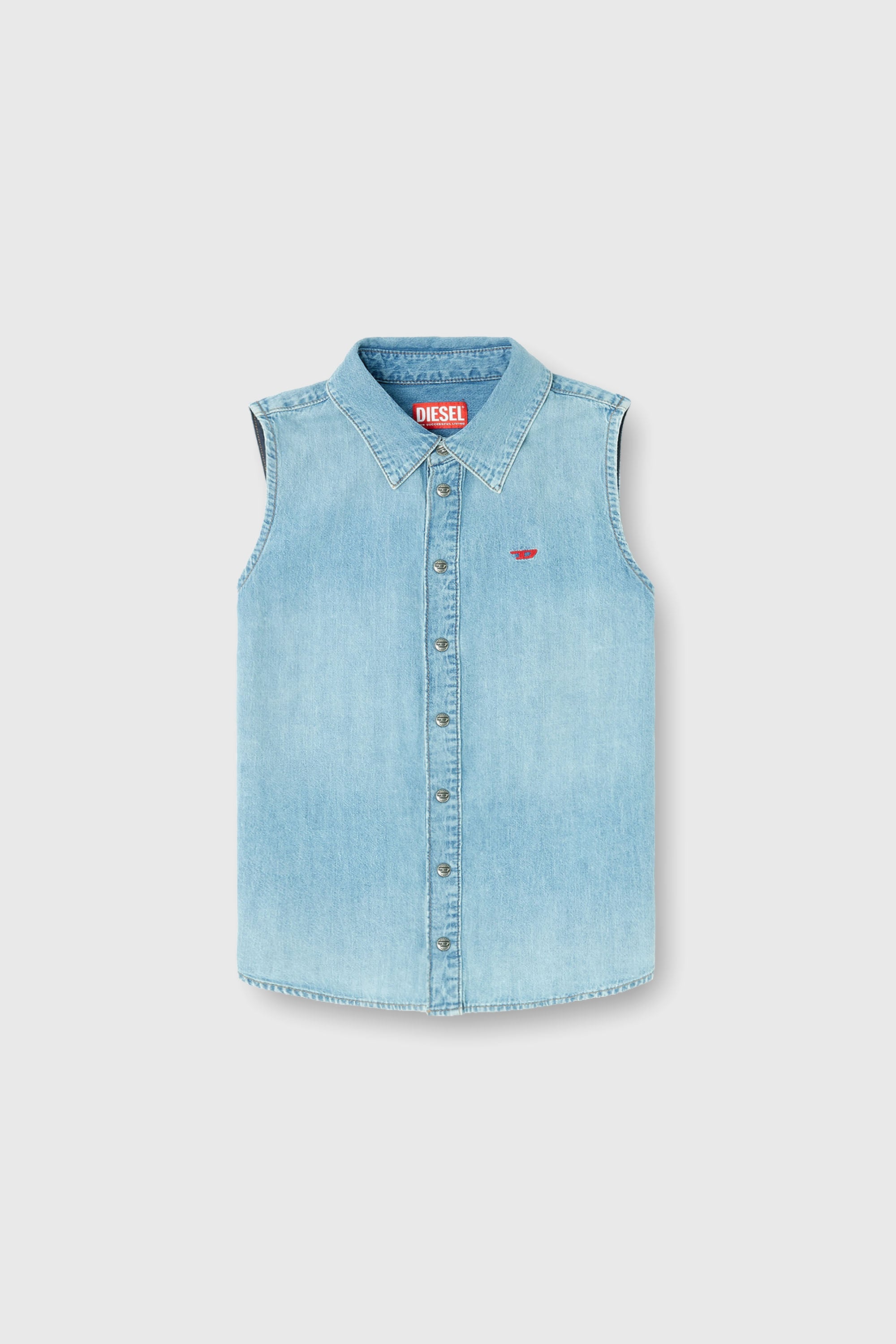 Diesel - DE-EAZY-SL, Woman's Sleeveless denim shirt in Light Blue - 1