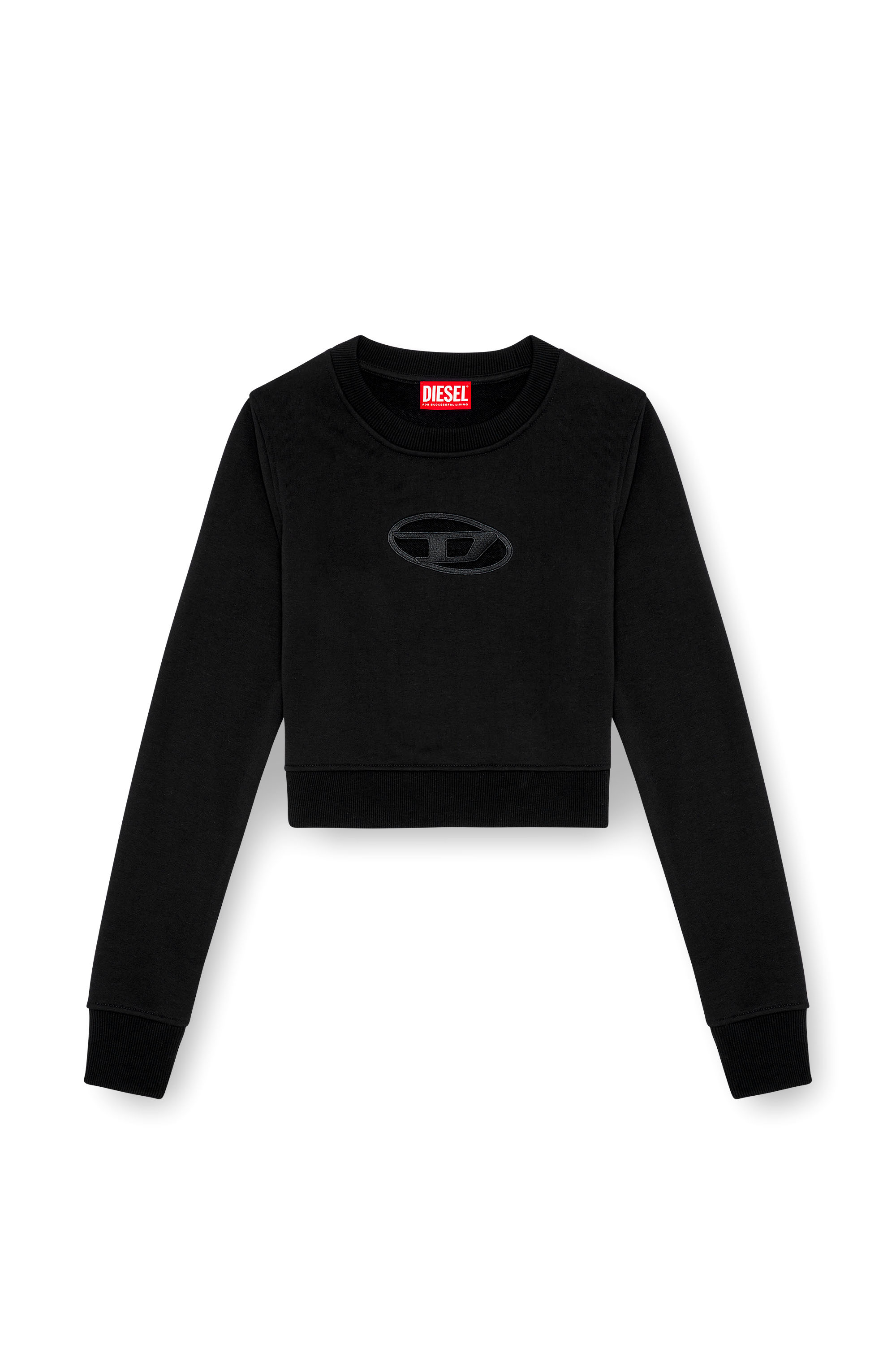 Diesel - F-SLIMMY-OD, Woman Cropped sweatshirt with cut-out logo in Black - Image 3