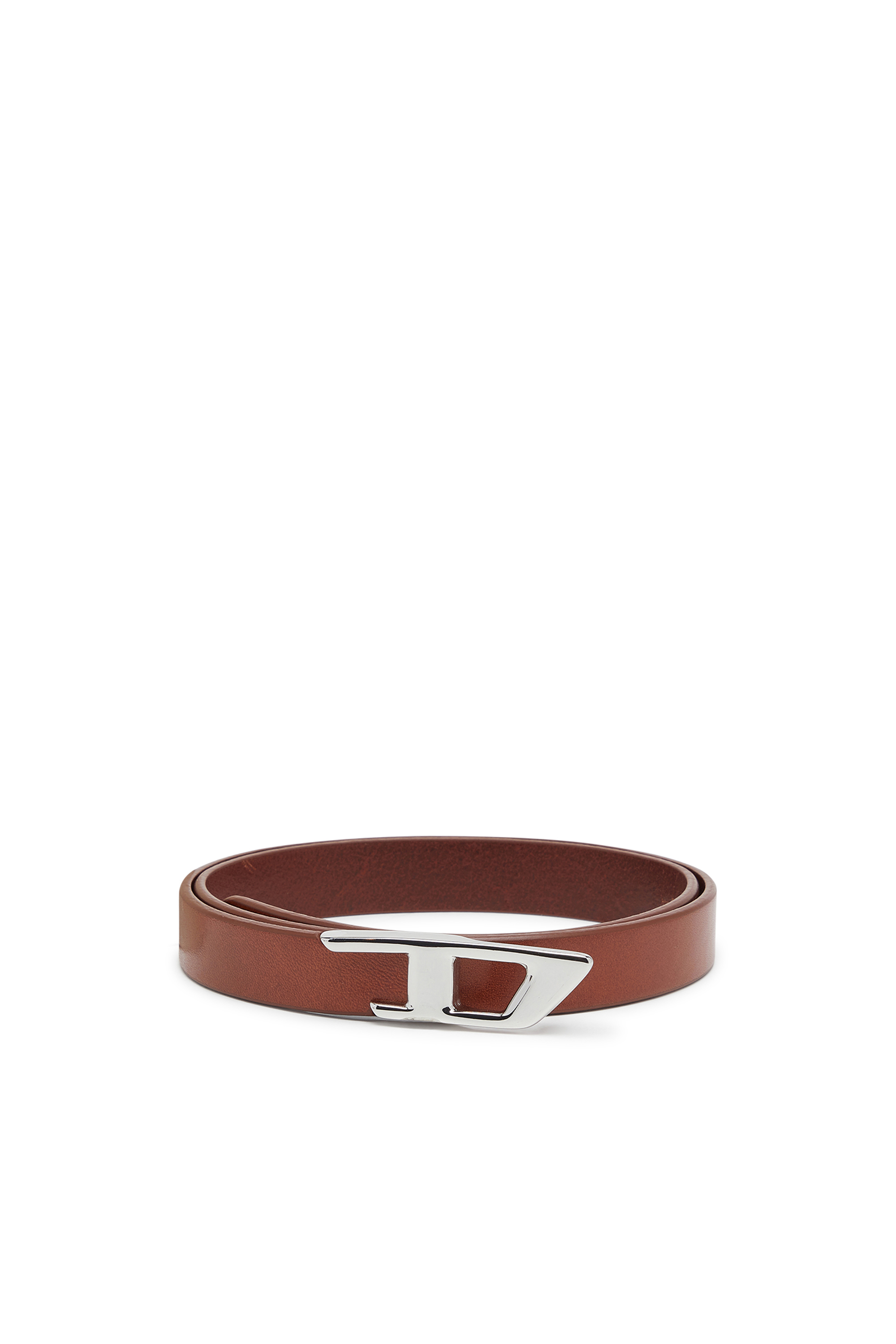Diesel - B-D LOGO 2.0 20, Woman's 2 cm leather belt with 3D logo buckle in Brown - 1