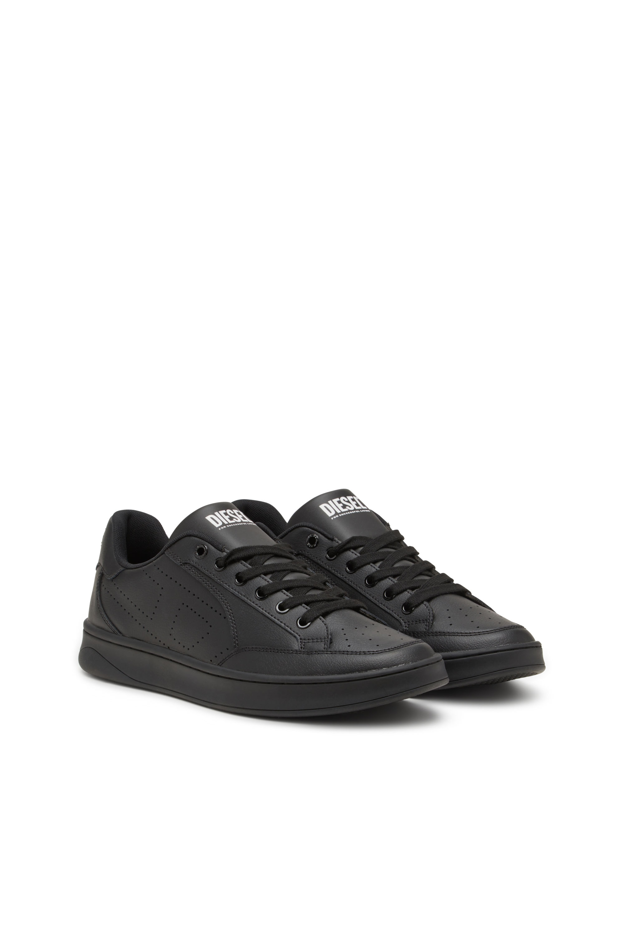 S-DAKOTA LOW, Black Diesel - S-DAKOTA LOW, Man's S-Dakota-Leather sneakers with perforated logo in Black - 2