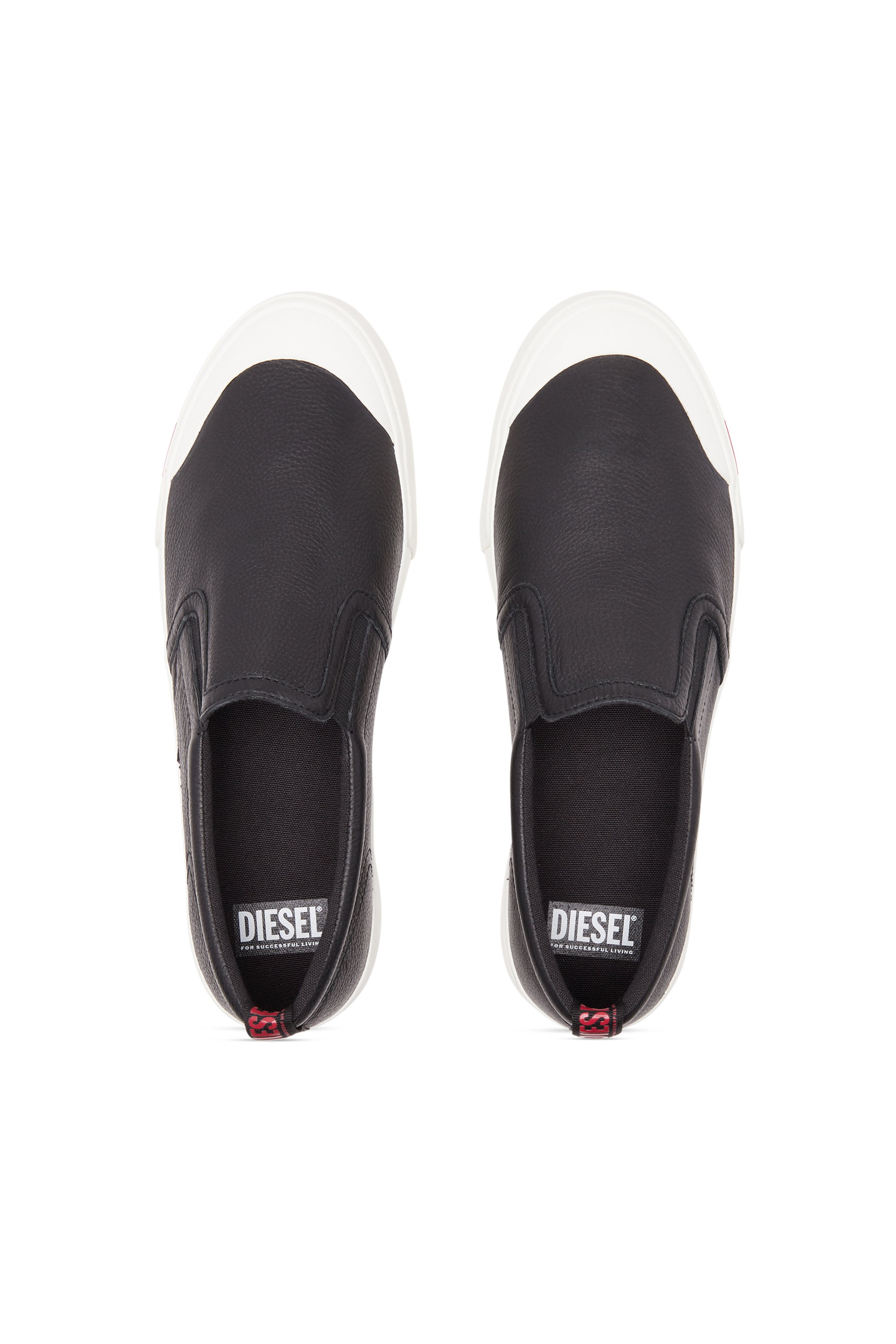 Diesel - S-ATHOS SLIP ON, Man S-Athos Slip On-Slip-on sneakers in plain leather in Black - Image 5