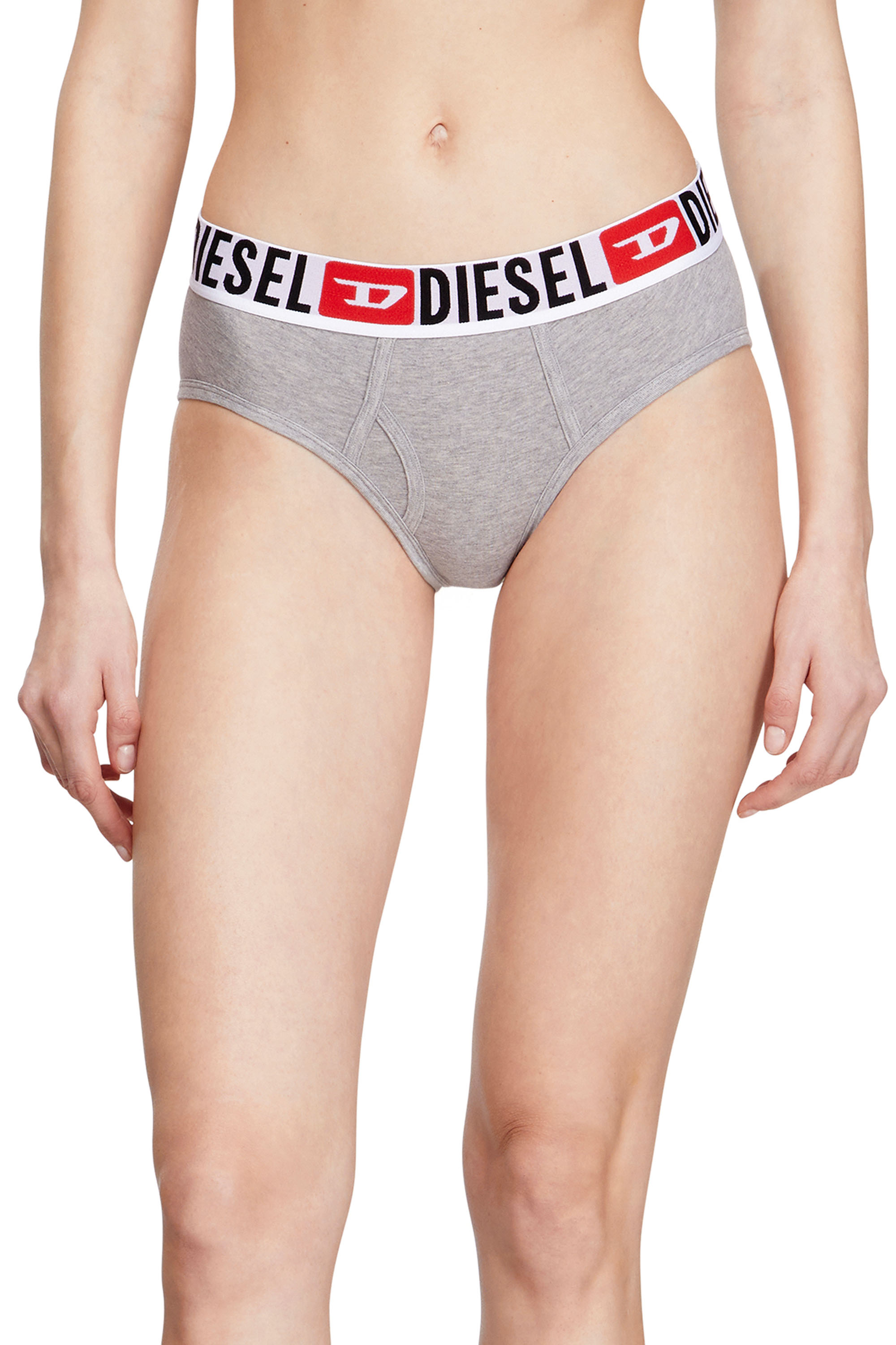 Diesel - OXY-D-CORE-3PACK, Woman's Three-pack briefs with maxi-logo waist in Pink/Grey - 3
