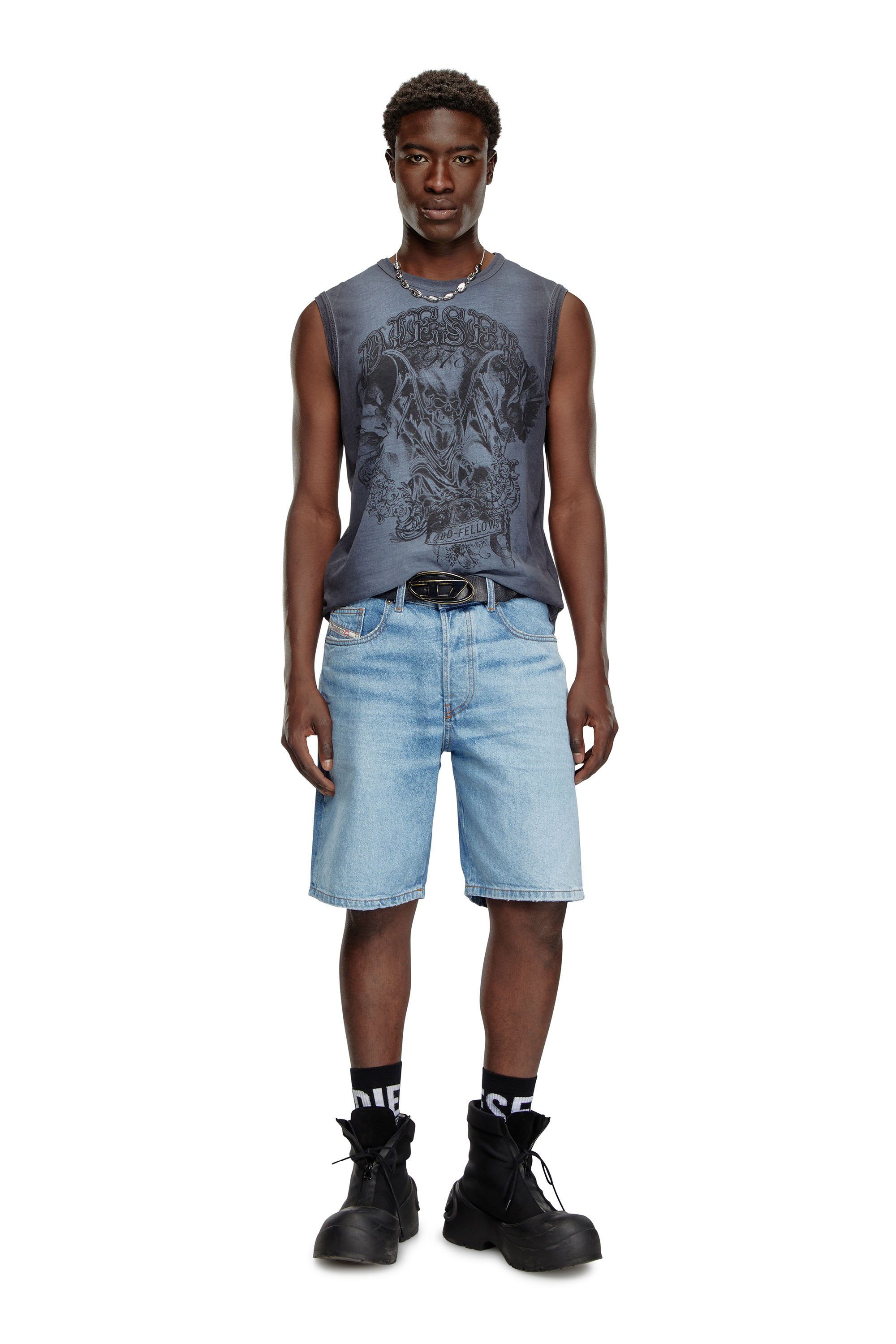 Diesel - REGULAR-SHORT, Man's Denim shorts in Light Blue - 1