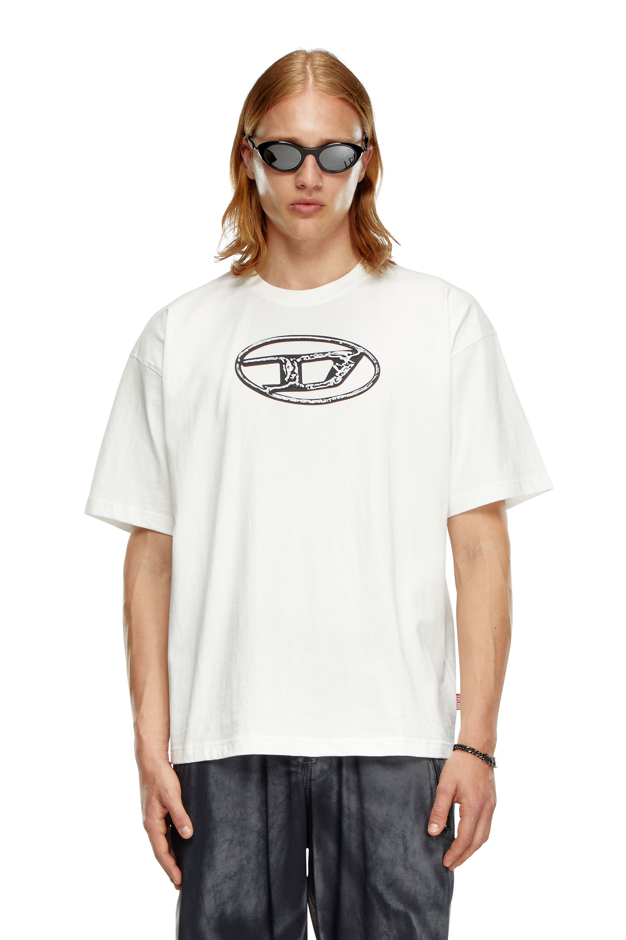 Diesel - T-BOXT-Q22, Man's Faded T-shirt with Oval D print in White - 3