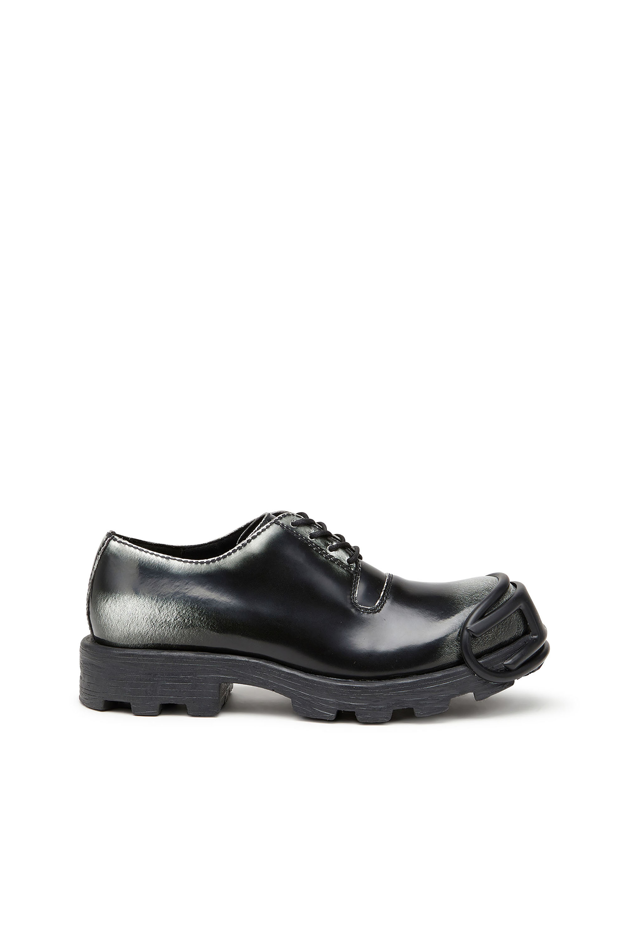 Diesel - D-HAMMER SO D, Man's D-Hammer-Derby shoes in shiny two-tone leather in Black/White - 1