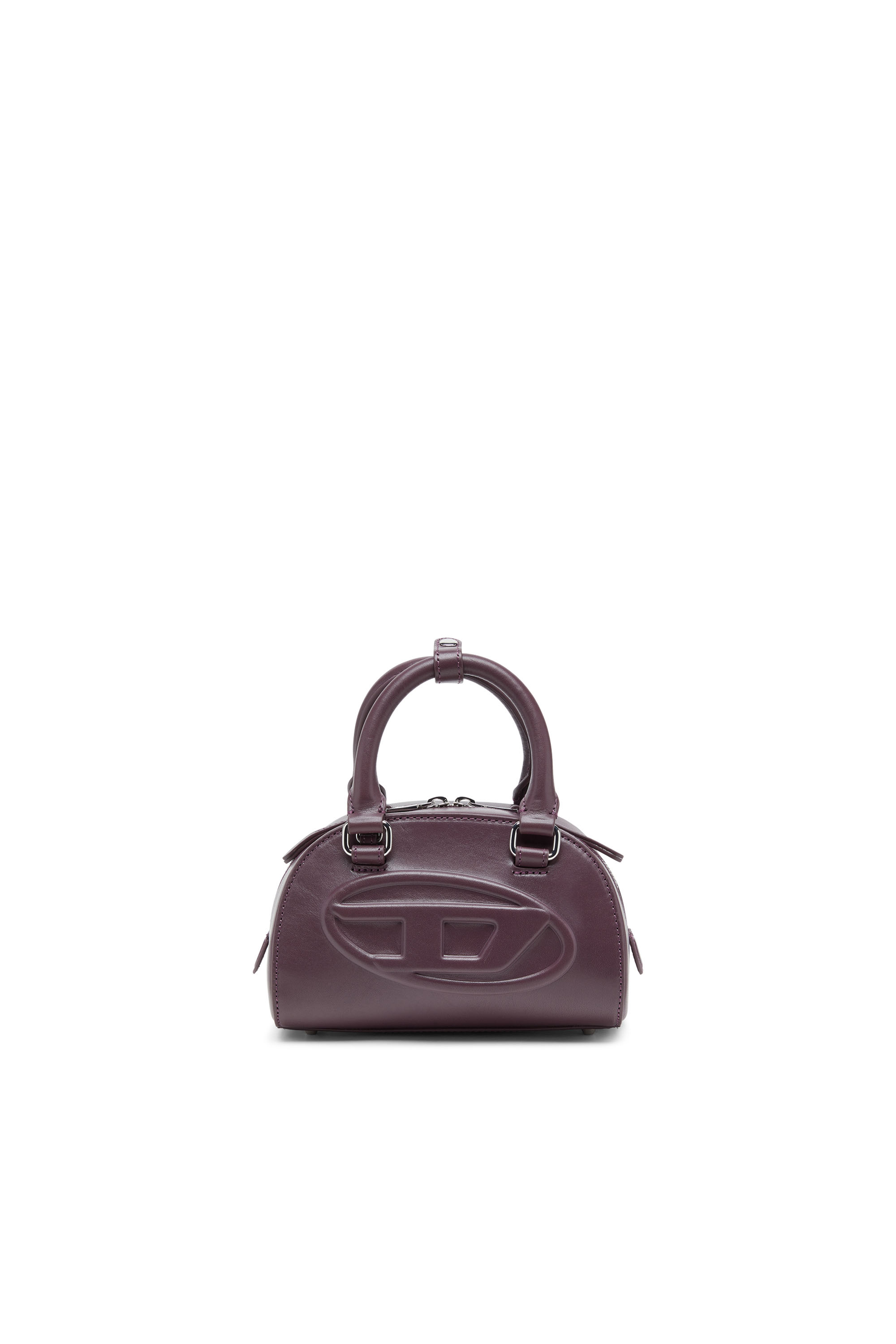 Diesel - FARFETCH 1DR DOME CROSSBODY, Woman's 1DR Dome-Mini bowling bag in burgundy leather in Burgundy - 1