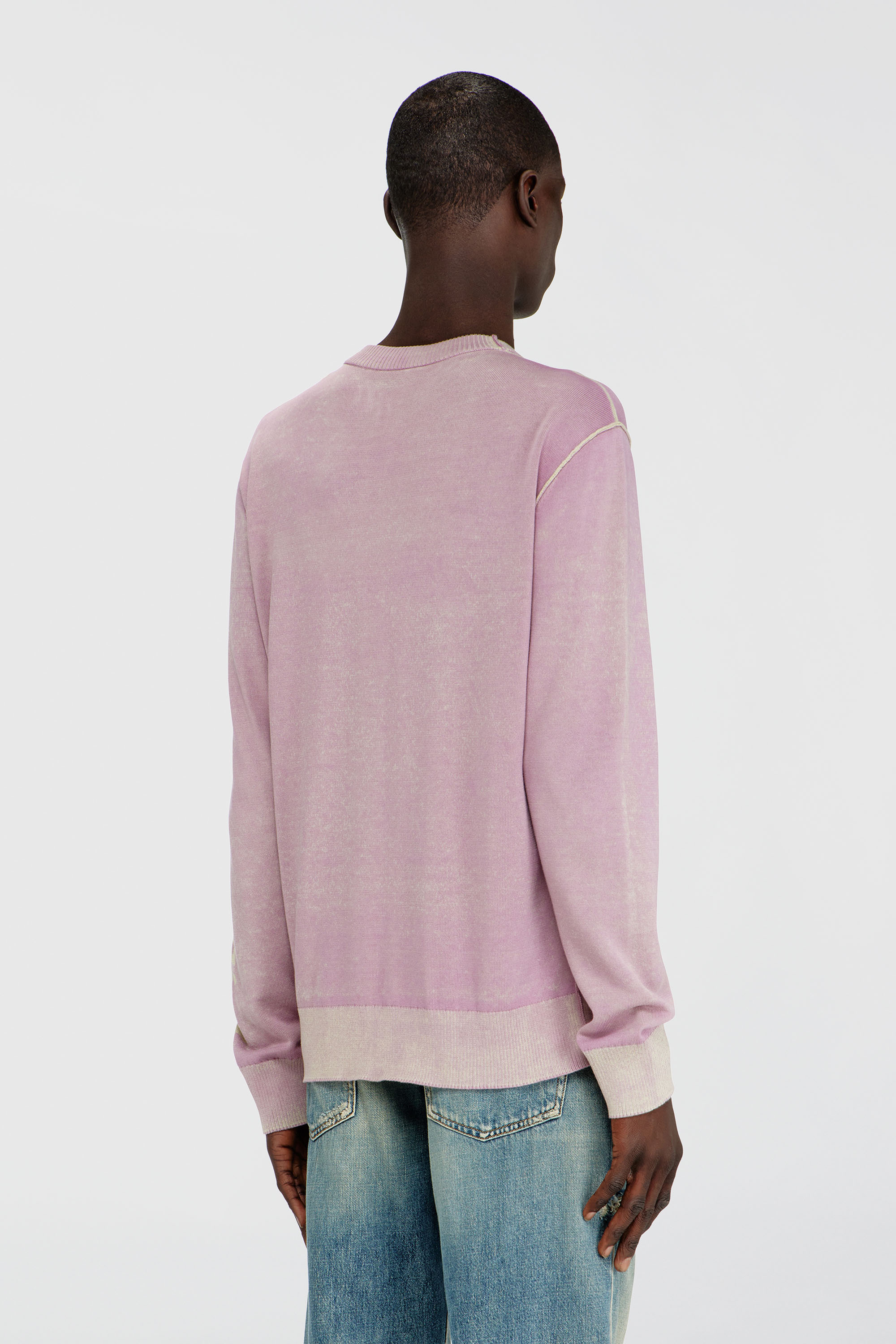 Diesel - K-LAUTI, Man's Treated cotton jumper with slogan in Lilac - 4