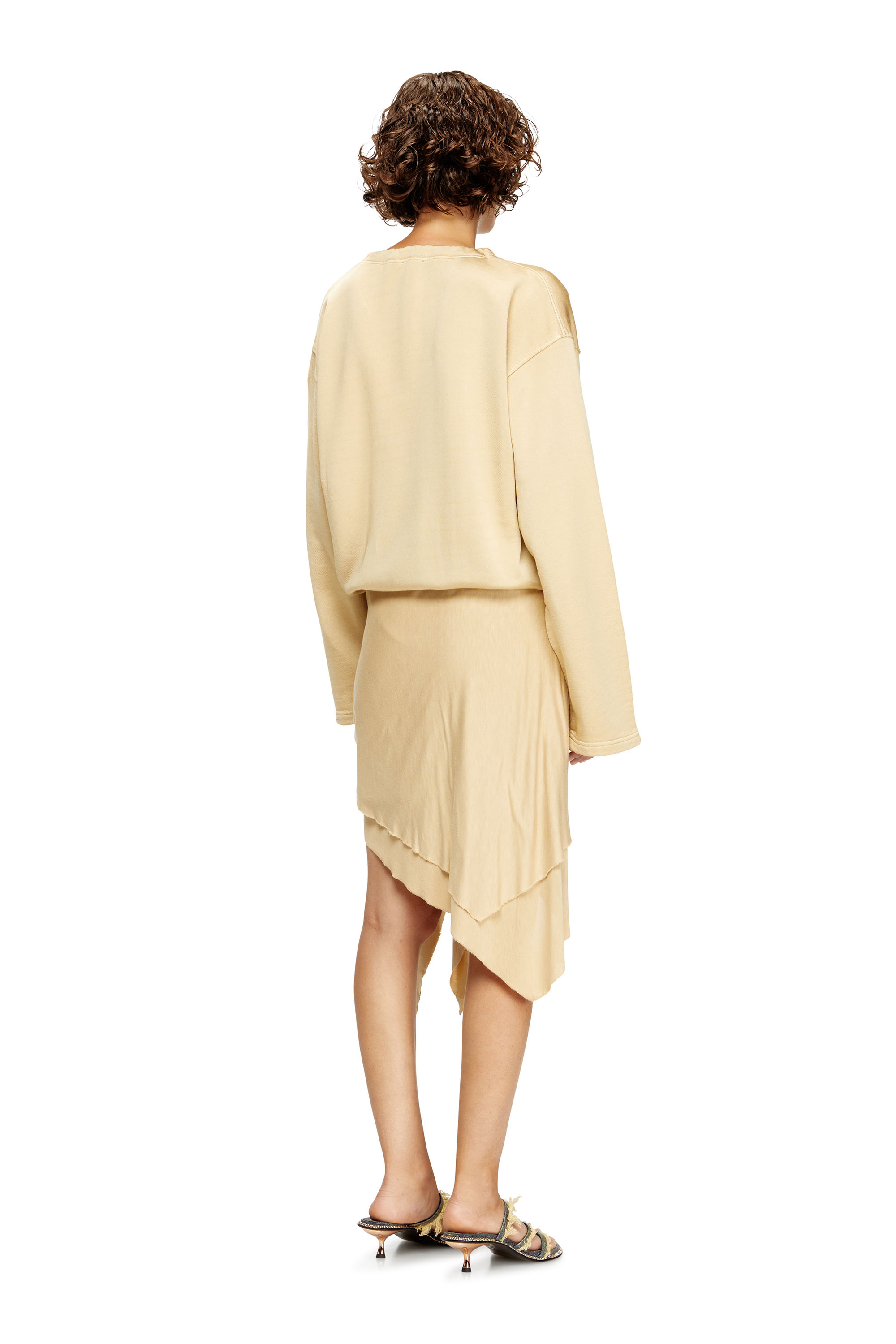 Diesel - D-CREED, Woman's Draped dress with ruched skirt in Light Brown - 4