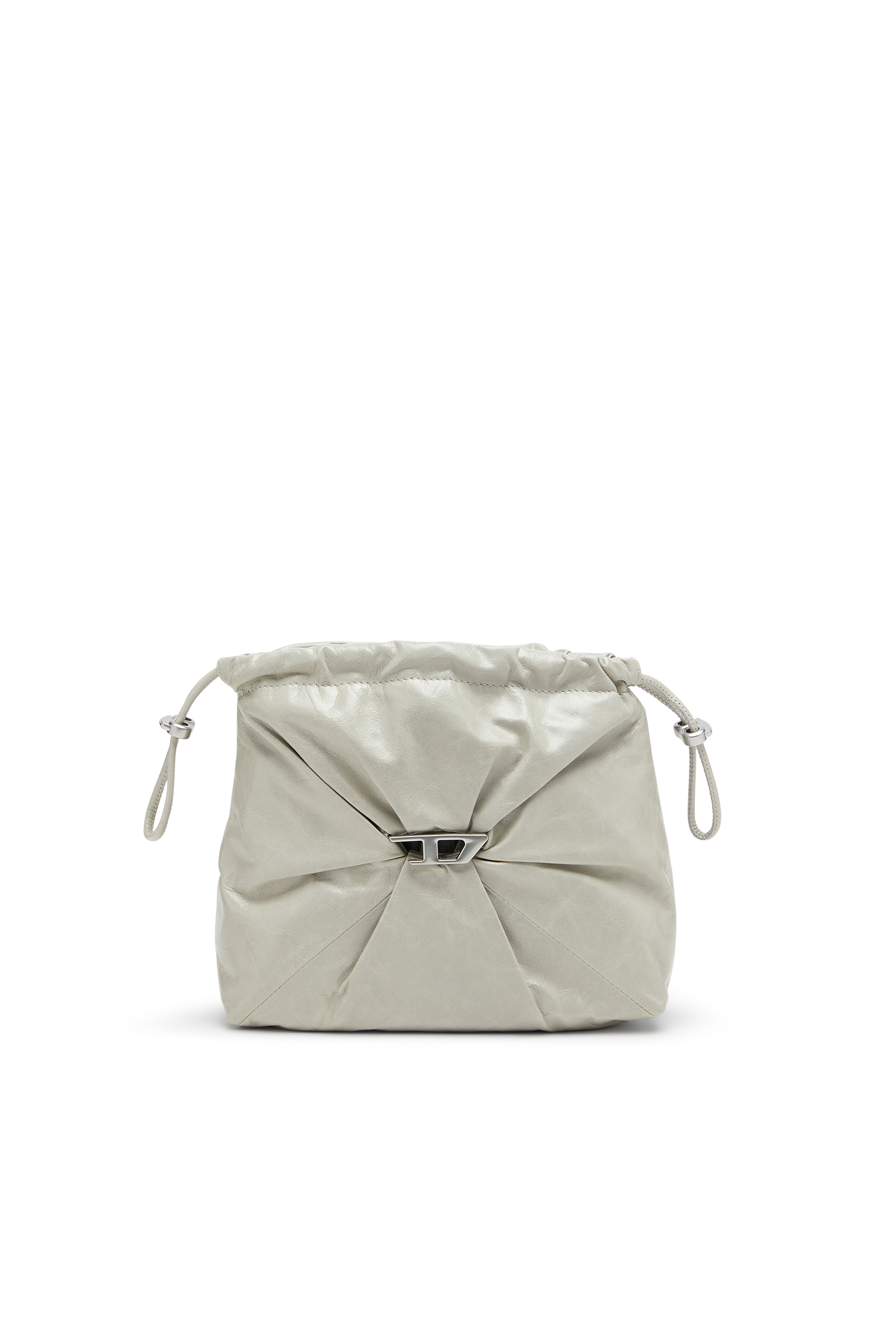 Diesel - SCRUNCH-D BUCKET, Woman's Scrunch-D-Bucket bag in shiny wrinkled leather in White - 2