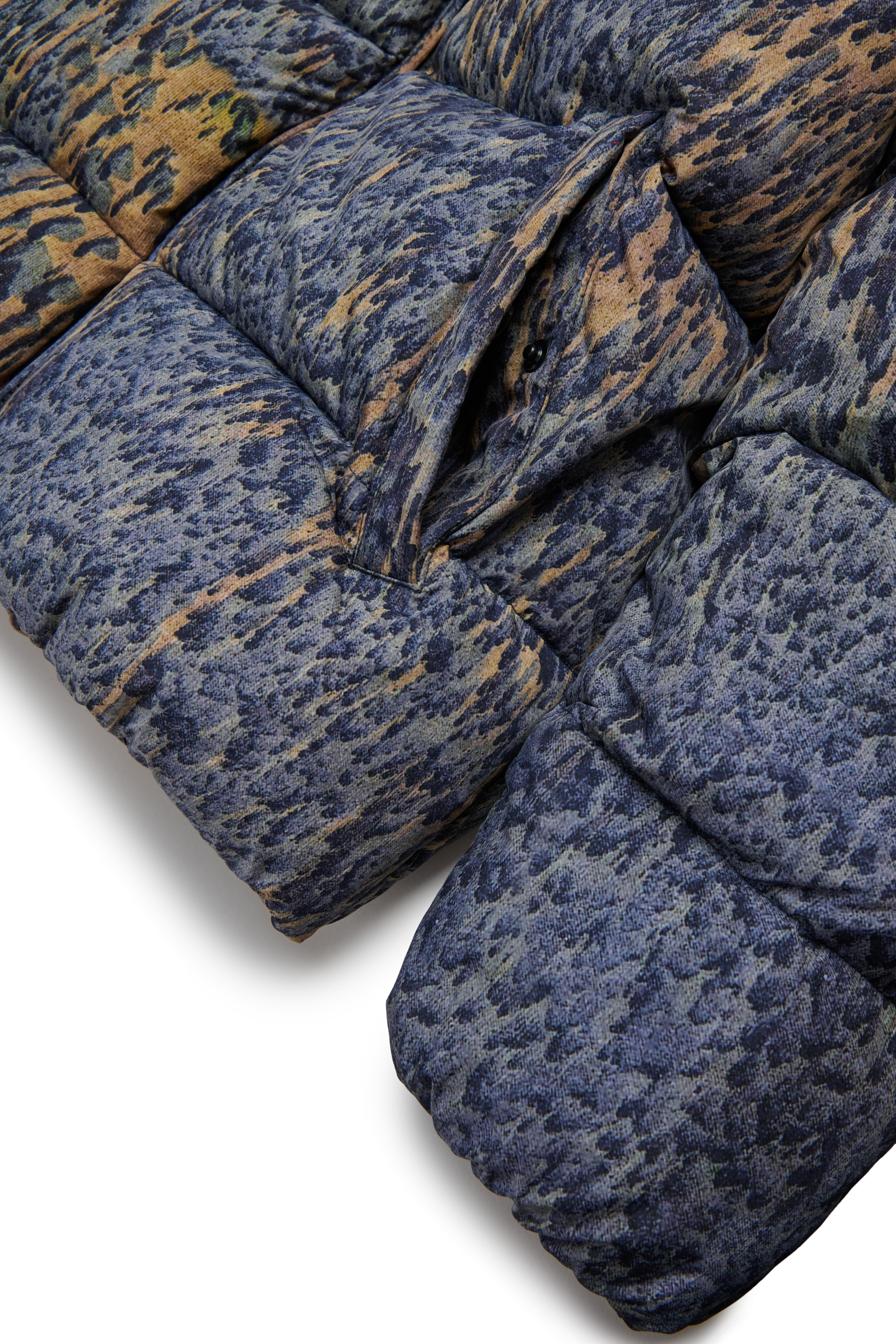 Diesel - JWBOGAERT, Man's Nylon jacket with all-over print in Blue/Brown - 4