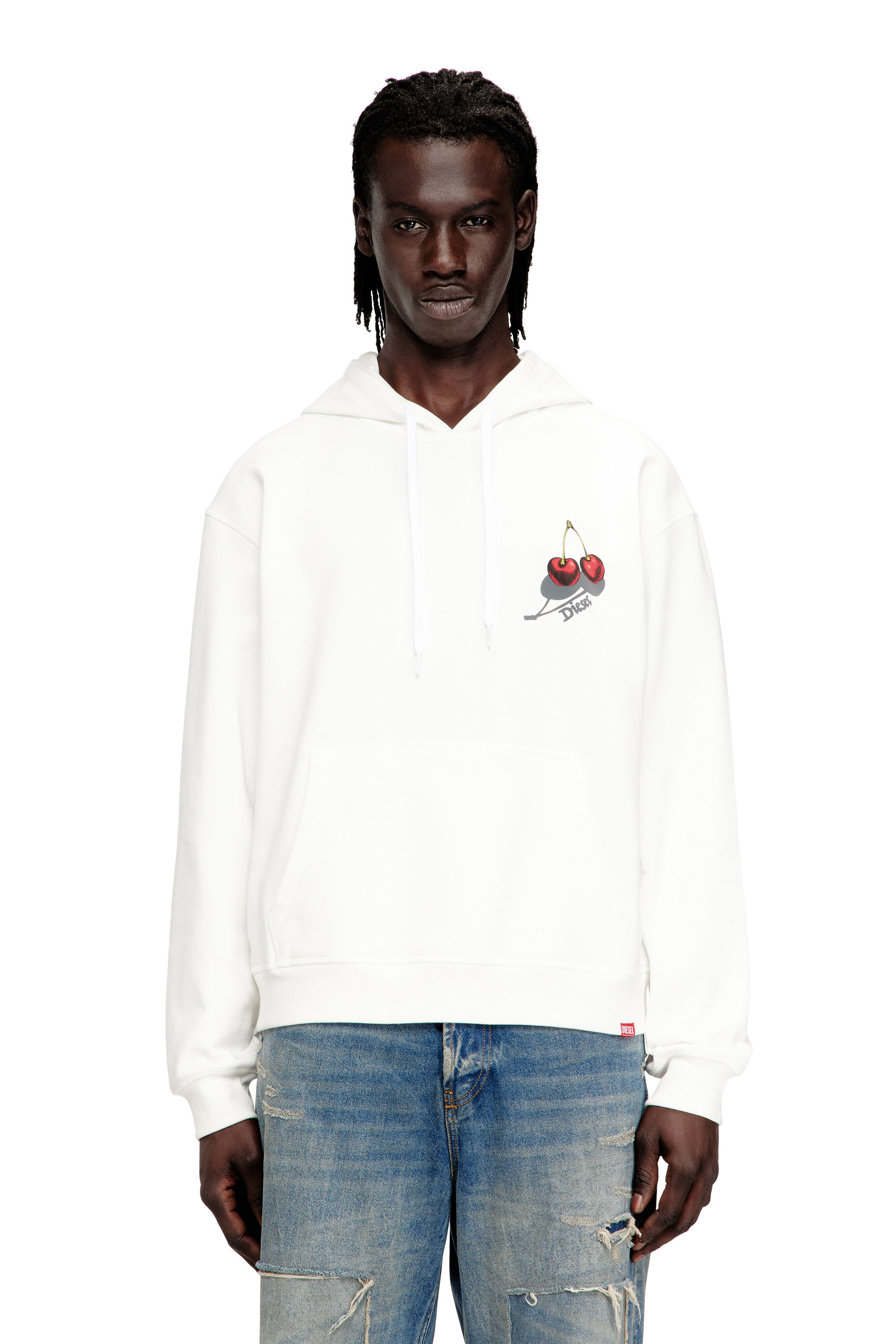 Diesel - SV-S-NORM-HOOD-CHER, Unisex's Hoodie in cotton with cherry graphic in White - 3