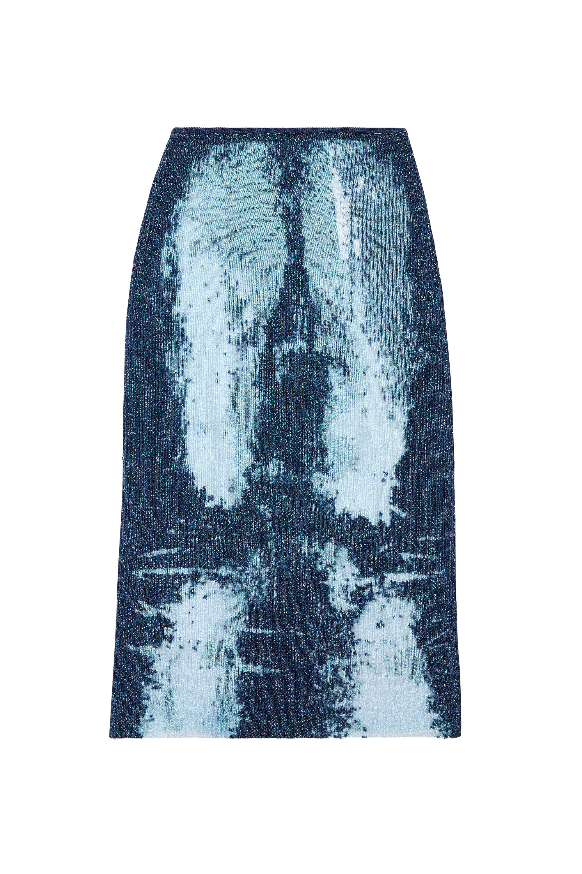 Diesel - M-BEGONIA, Woman Midi skirt in devoré metallic knit in Blue - Image 3