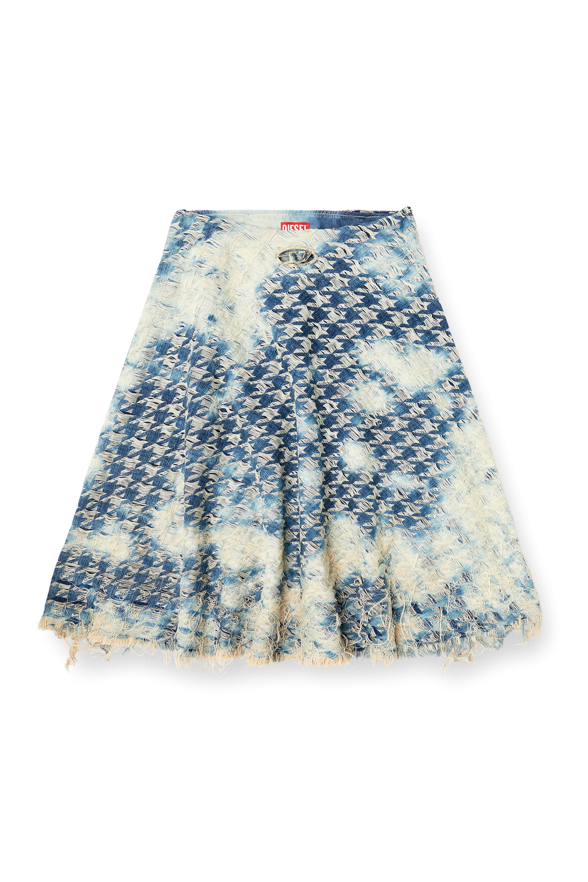Diesel - DE-ANNET-FSH1, Woman's Midi skirt in houndstooth-weave denim in Medium blue - 3