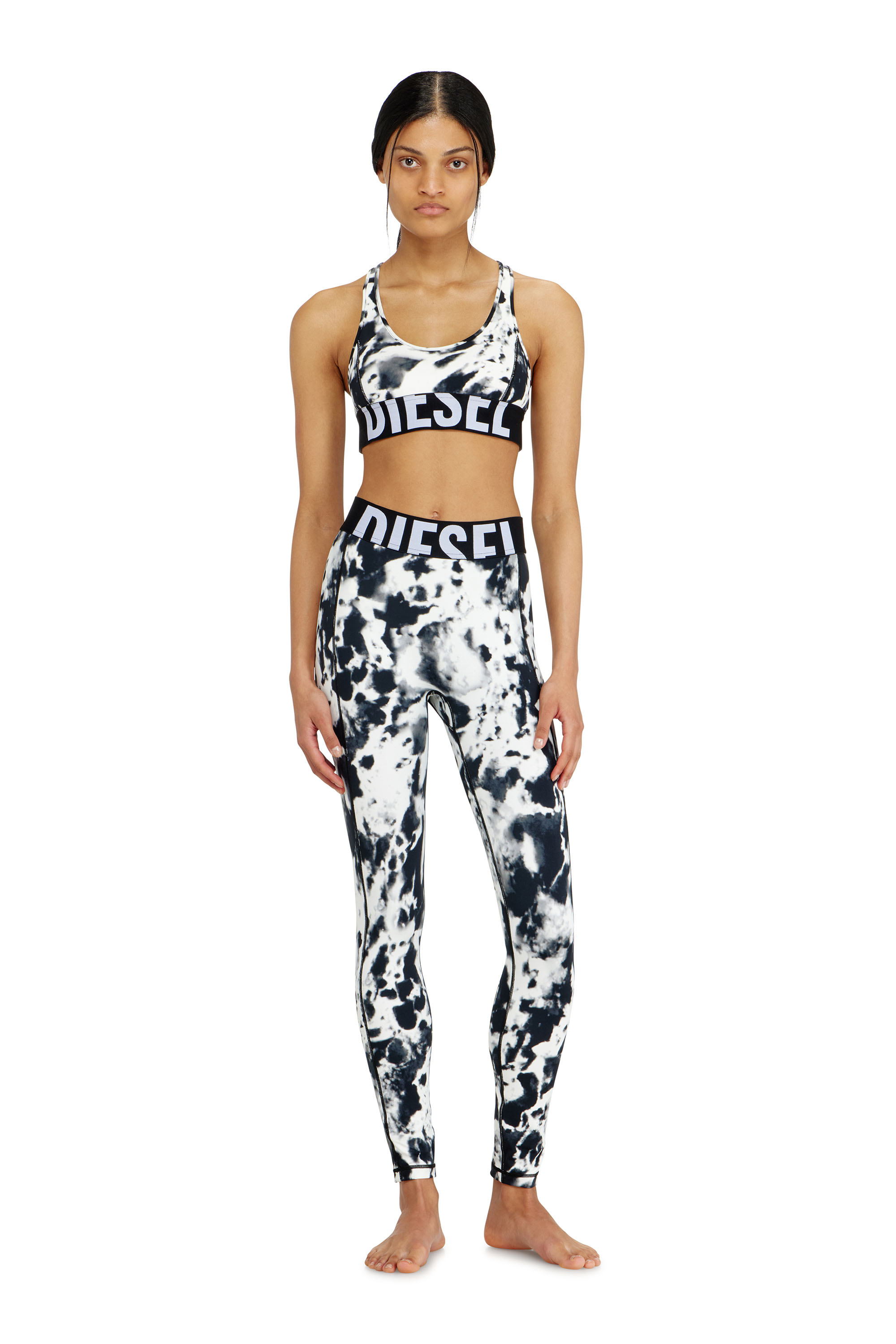 Diesel - ALLISON-D-POP, Woman's Sports bra in printed microfibre in White/Black - 2
