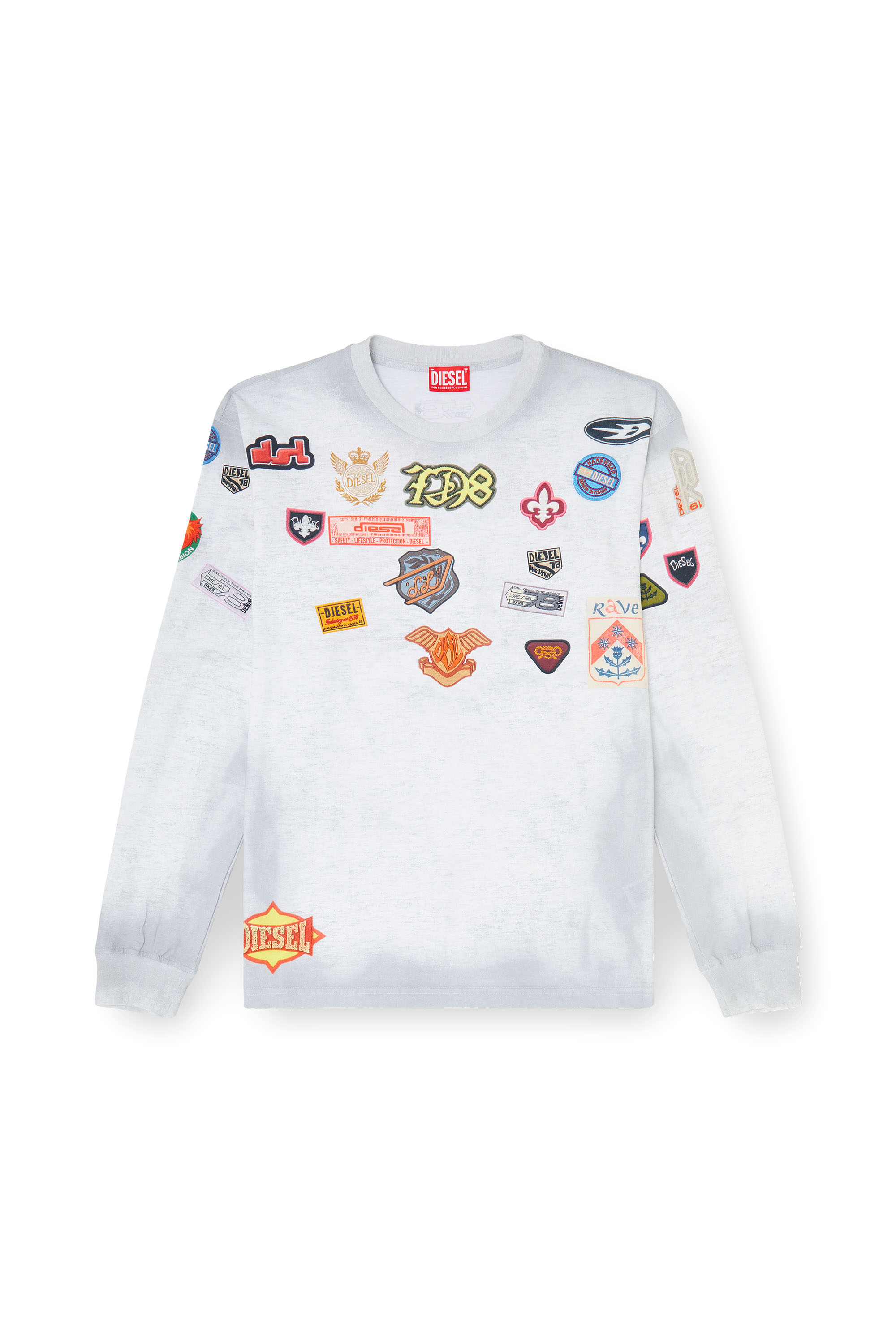 Diesel - T-NORME-LS-PATCHES, Man's Long-sleeve T-shirt with all-over patches print in null - 2