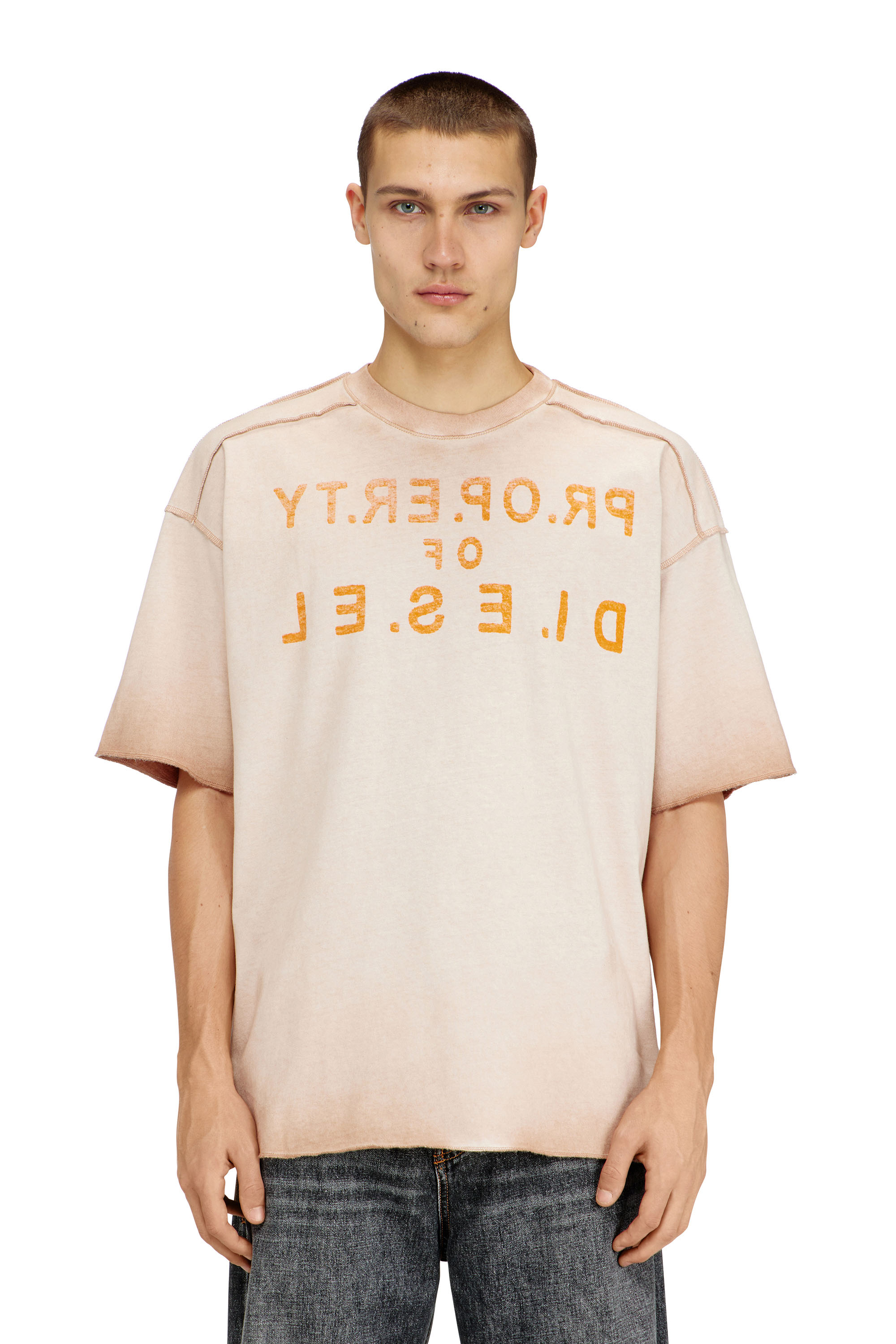 Diesel - T-LOOK, Man's Relaxed cotton T-shirt with front and back print in null - 1