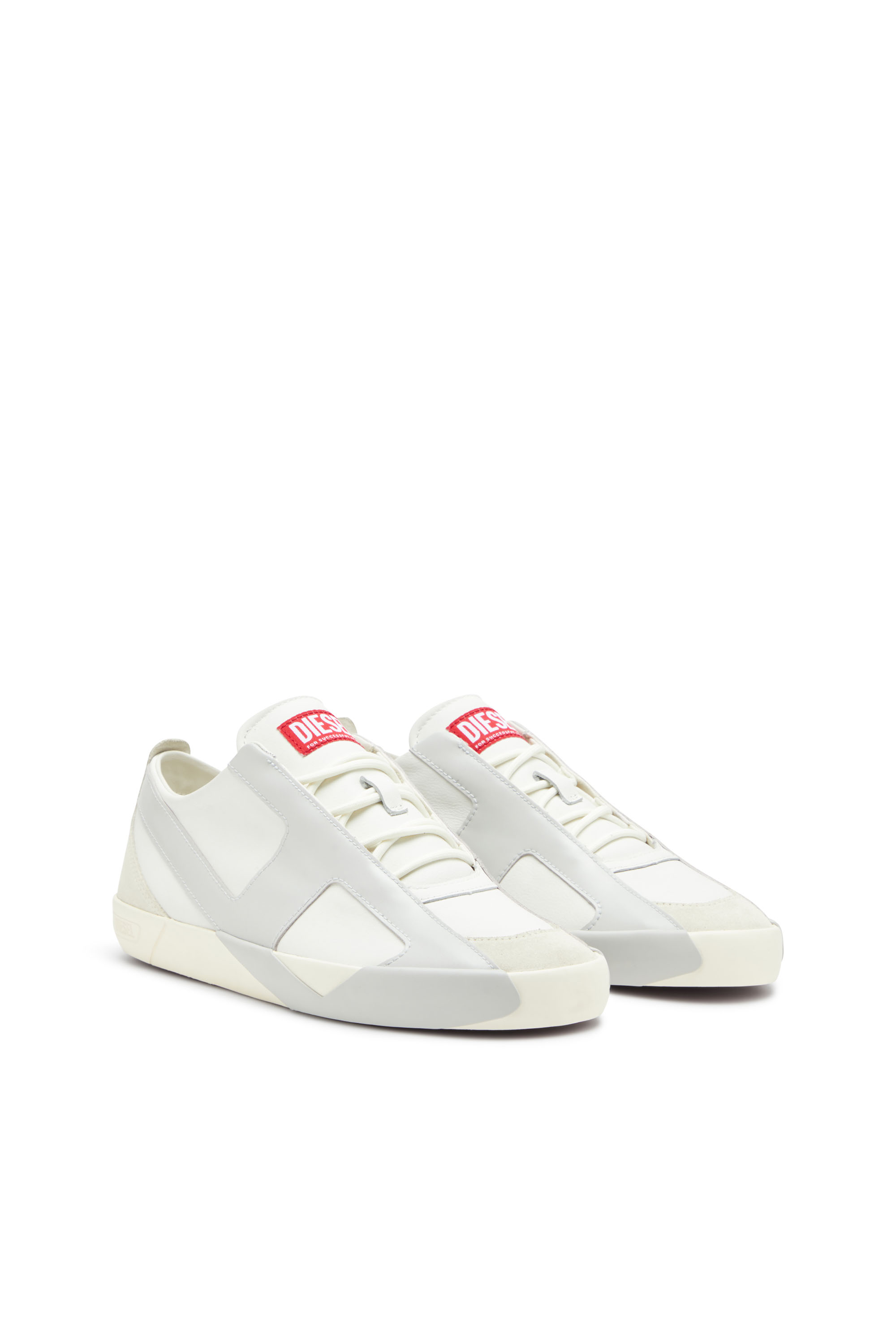 Diesel - S-SLANTE-D LOW, Man's S-Slante-D-Sneakers in suede and leather with D logo in White/Grey - 2