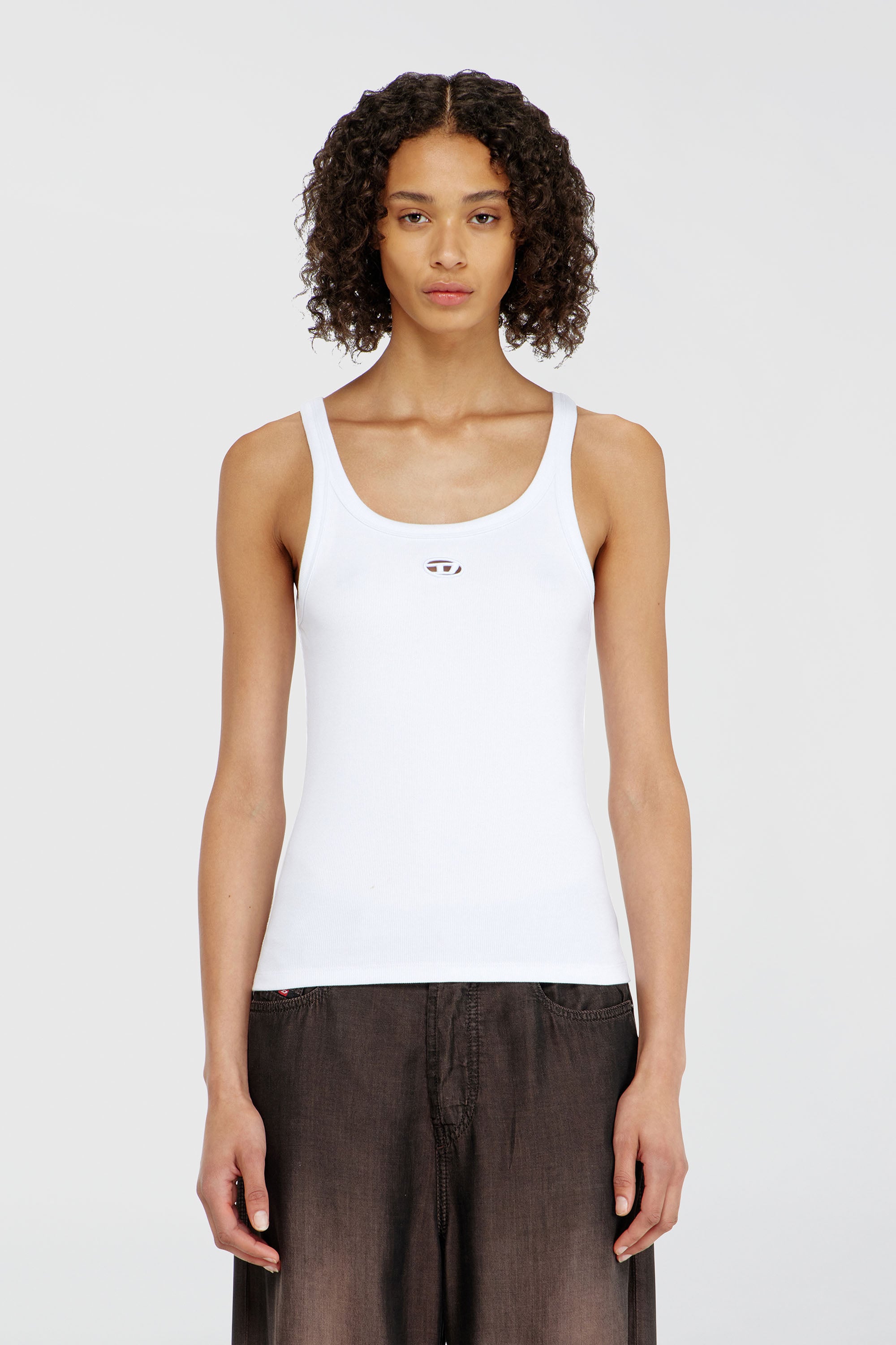 Diesel - T-WIFE-OD, Woman's Slim tank top with laser-cut Oval D in White - 1