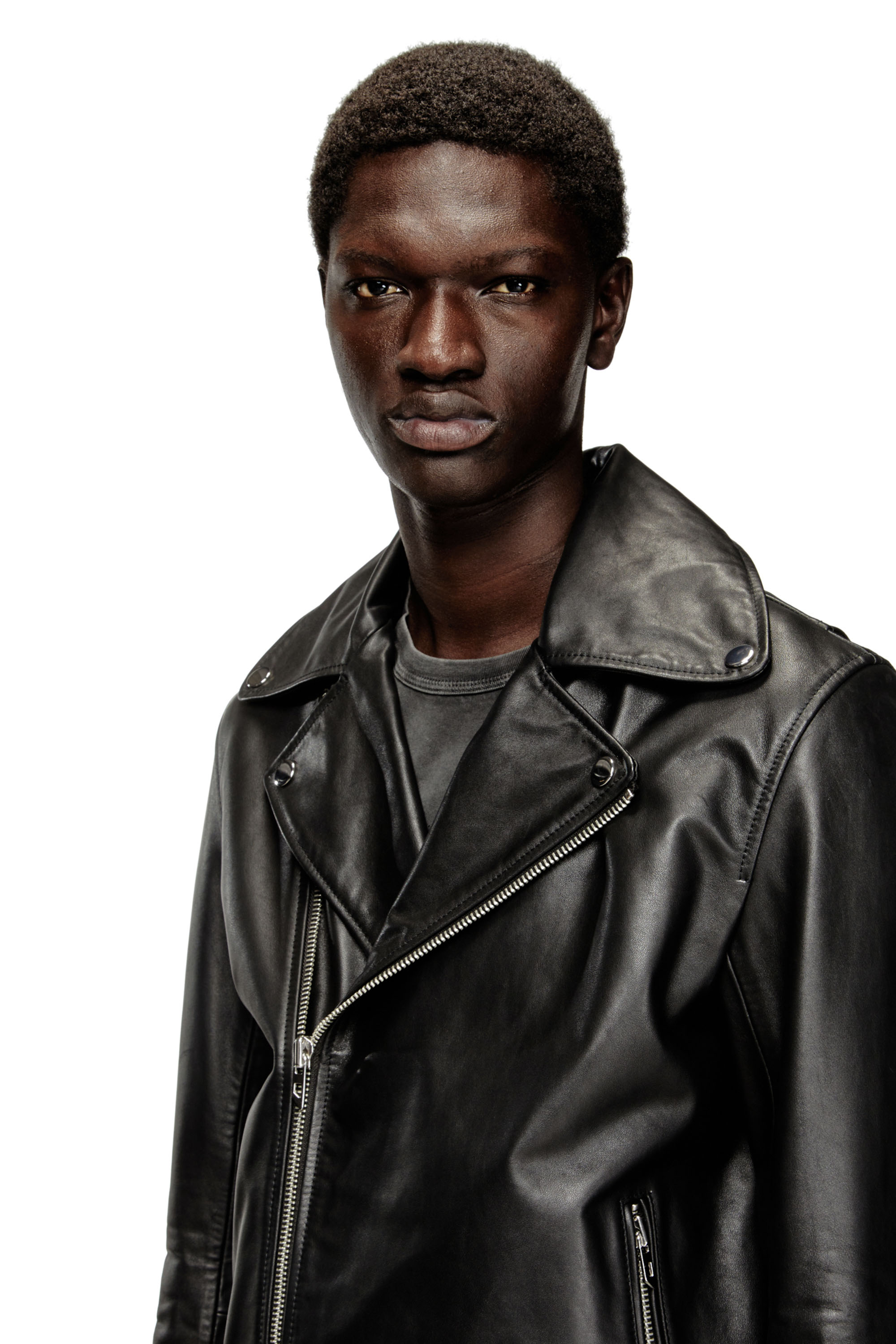 Diesel - L-EO-WRD, Man's Biker jacket in waxed leather in Black - 5