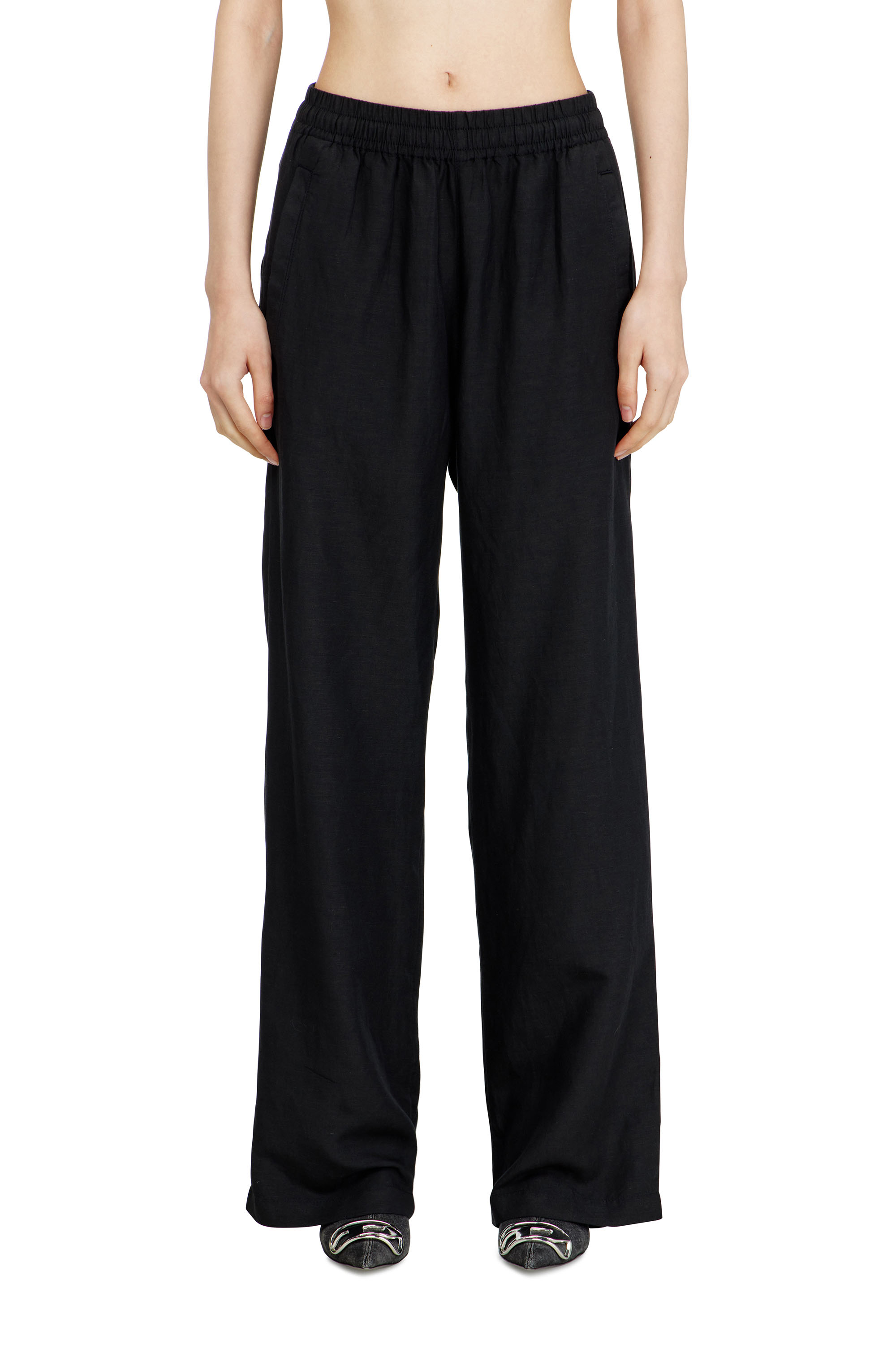 Diesel - P-THECK-PGBS, Unisex's Linen-blend pants in Black - 1