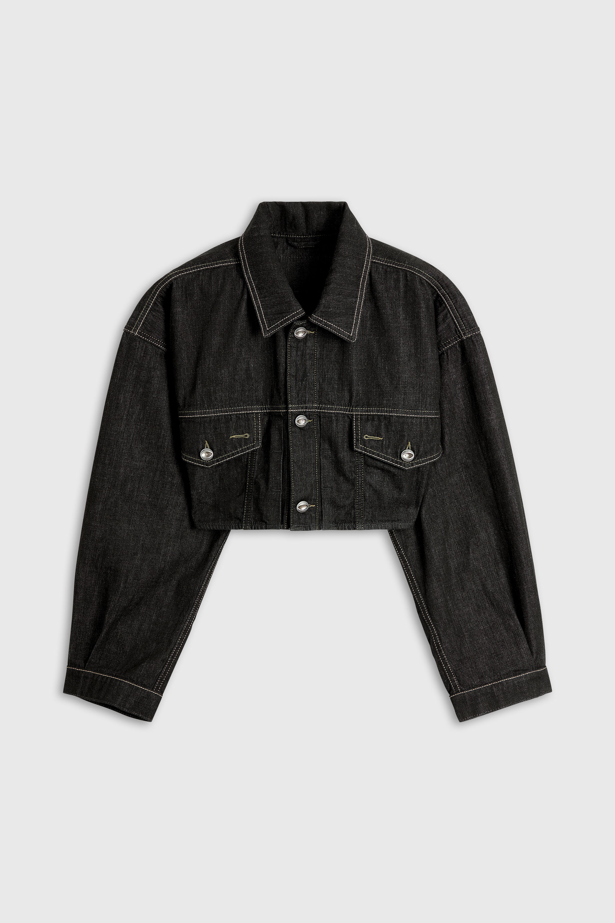 Diesel - DE-MALLEY, Woman's Oversized cropped trucker jacket in rinse denim in Black - 2