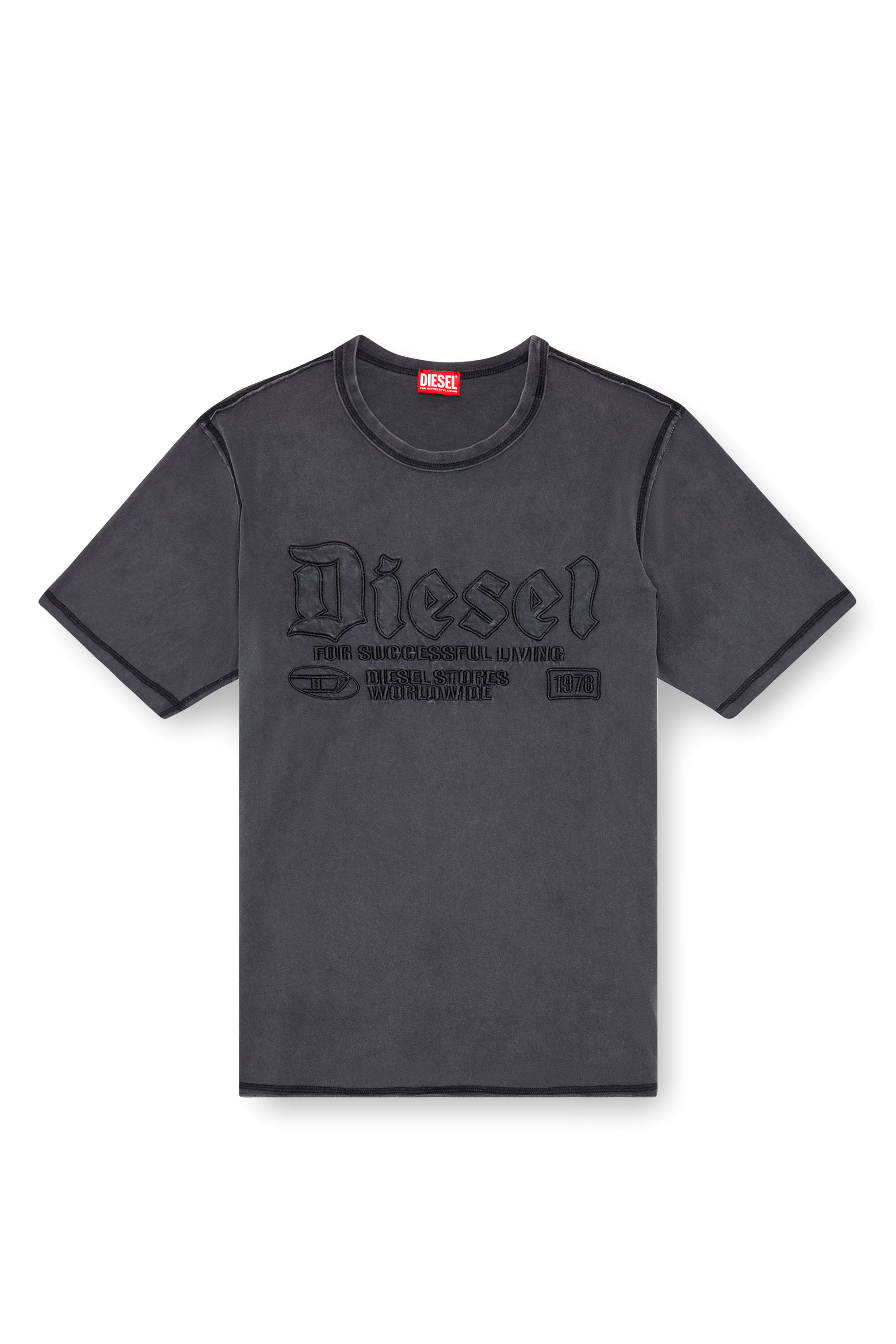 Diesel - T-RAWJUST, Man Faded T-shirt with tonal embroidery in Black - Image 4