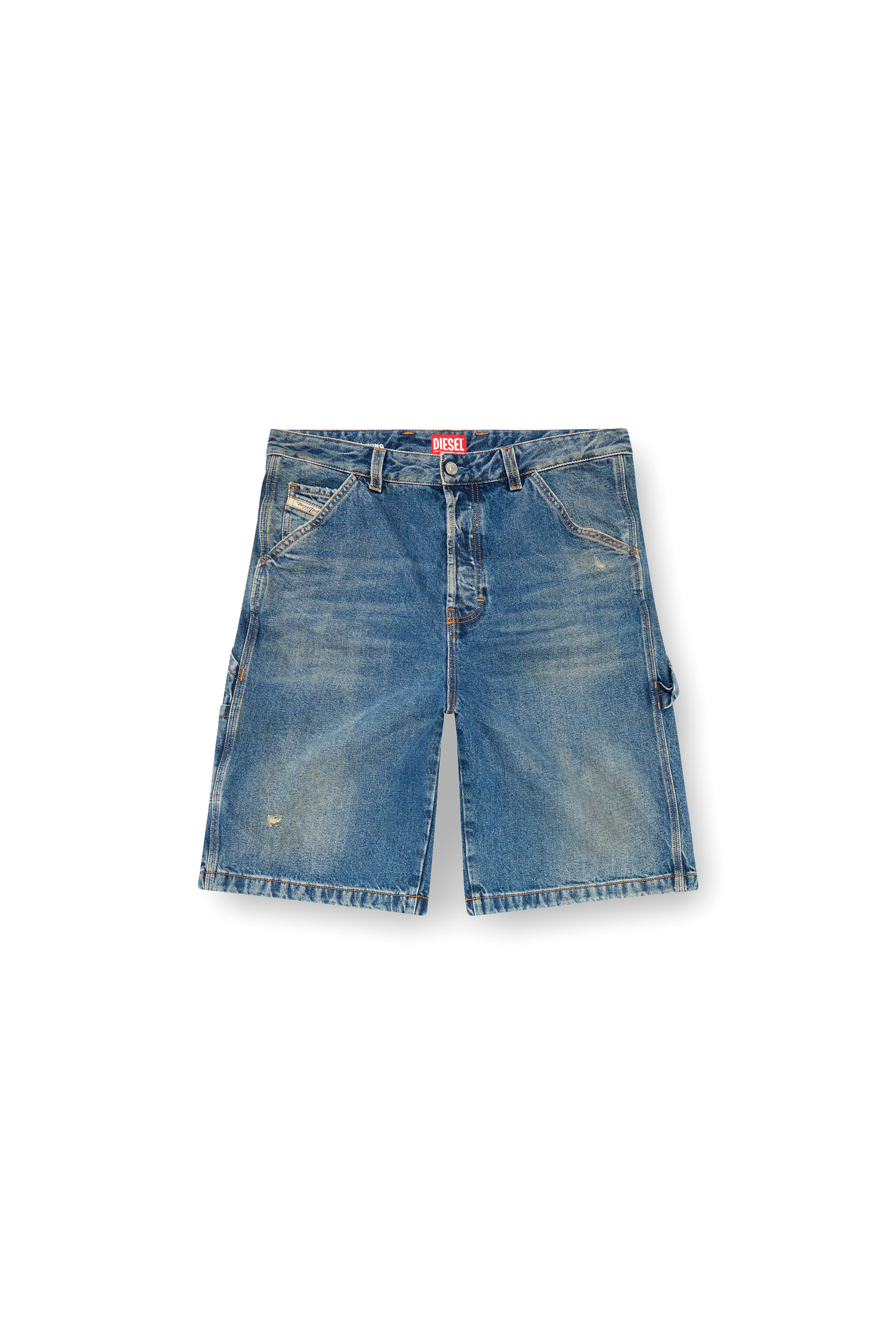 Diesel - D-LIVERY-SHORT, Man Denim utility shorts with dusty wash in Blue - Image 3