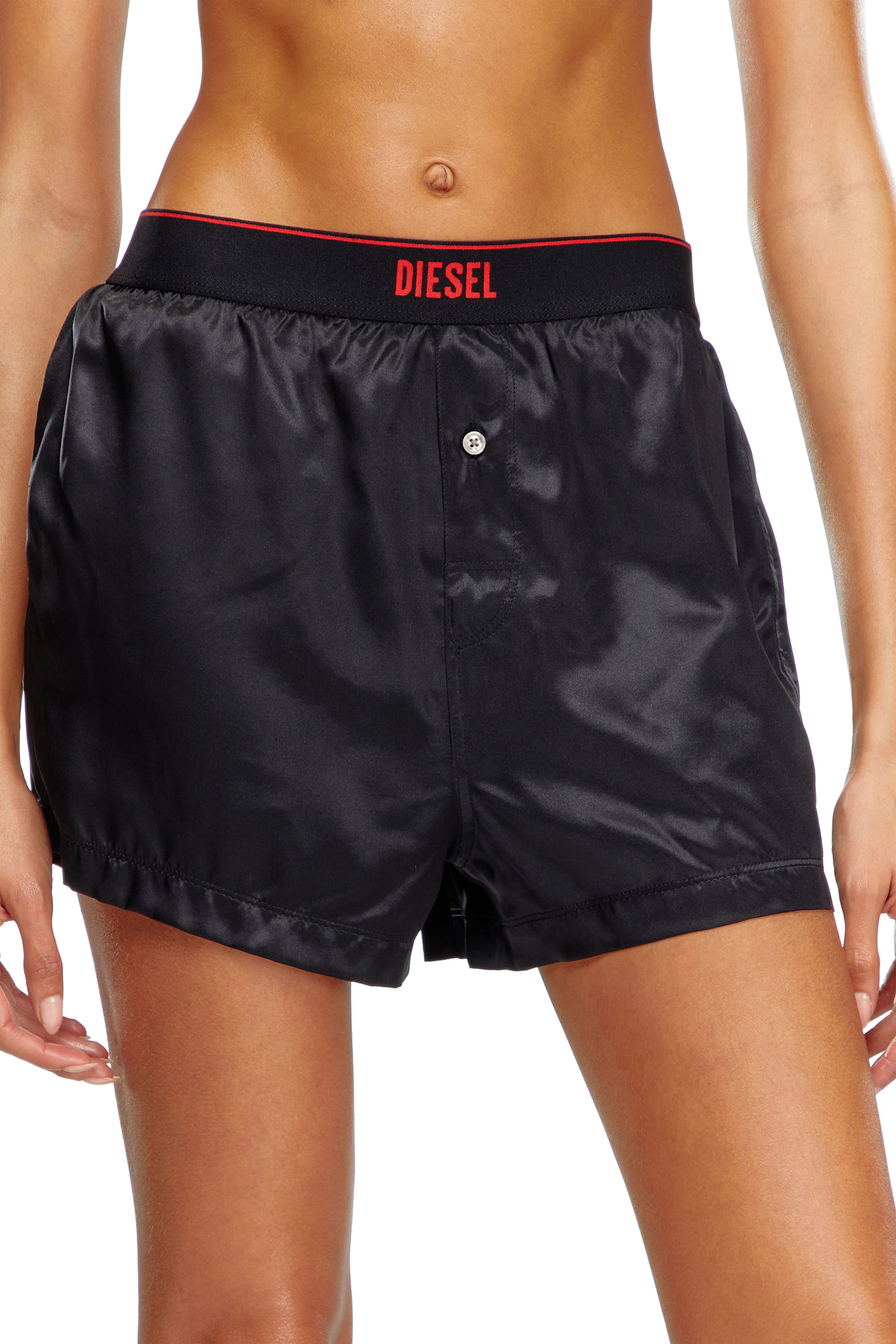 Diesel - UUBX-STARK-EL, Unisex Silk boxers with logo waist in Black - Image 4
