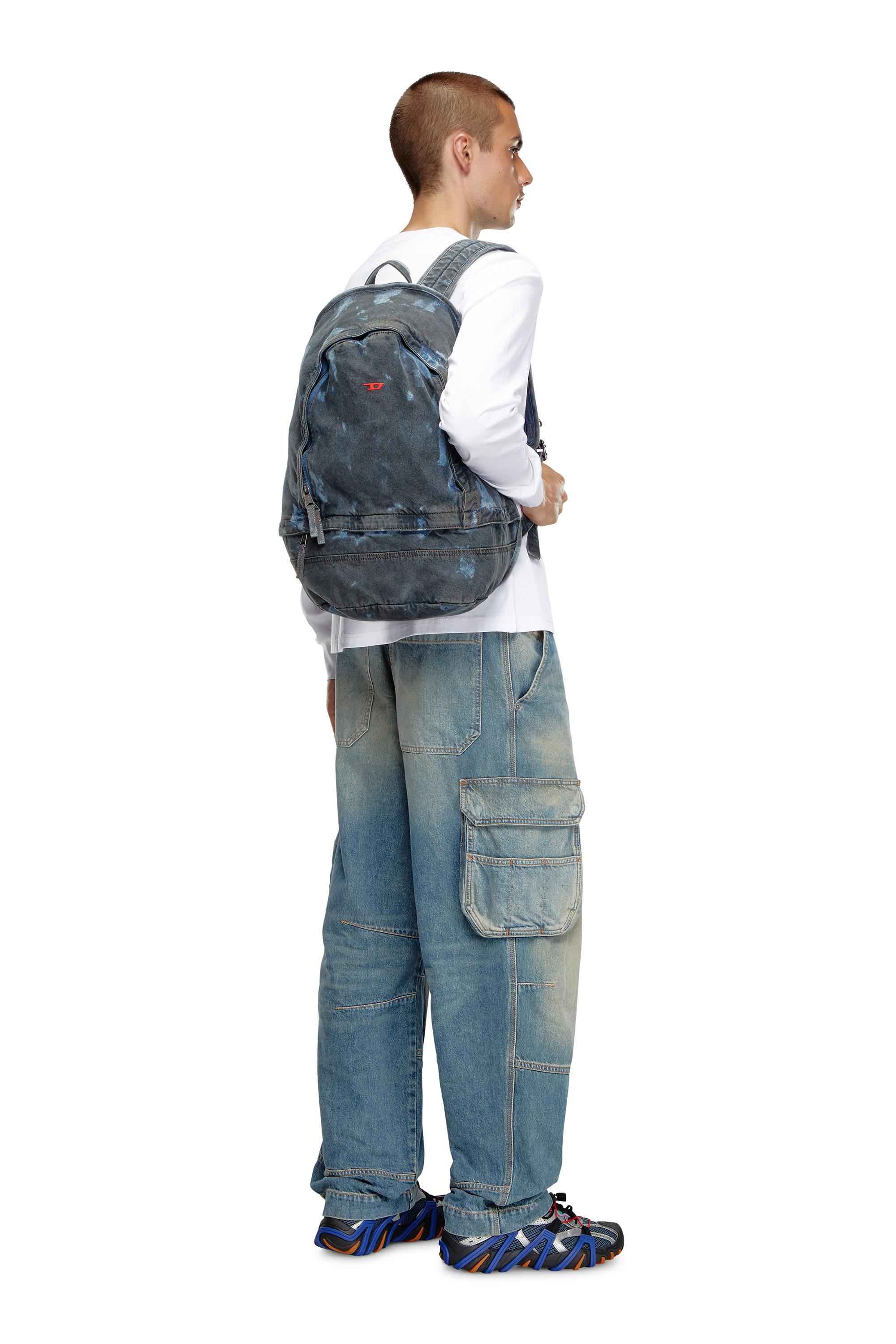 Diesel - RAVE BACKPACK, Unisex Rave-Backpack in coated denim in Blue - Image 6