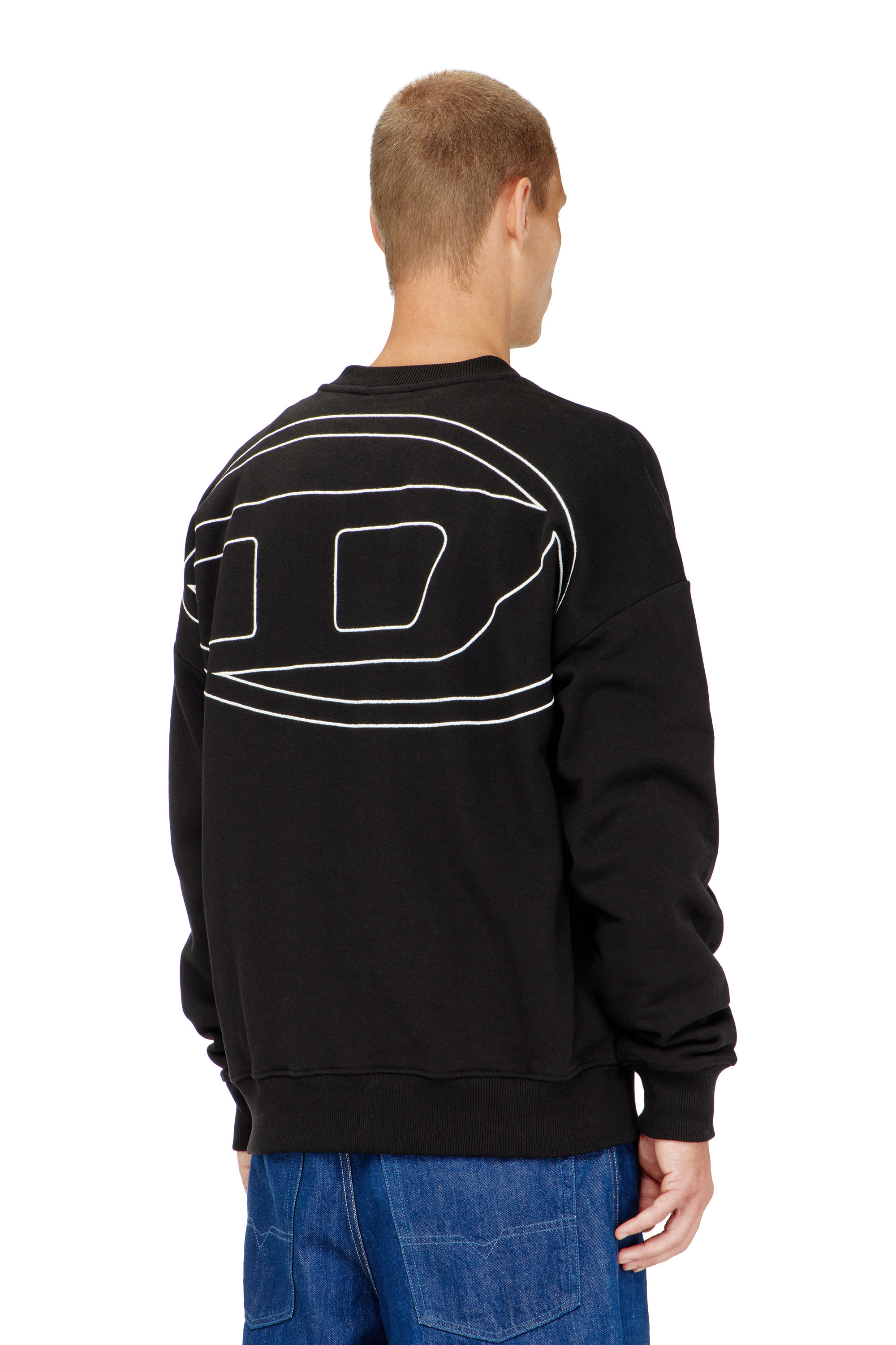 Diesel - S-ROB-MEGOVAL-D, Man's Sweatshirt with logo embroidery in Black - 4