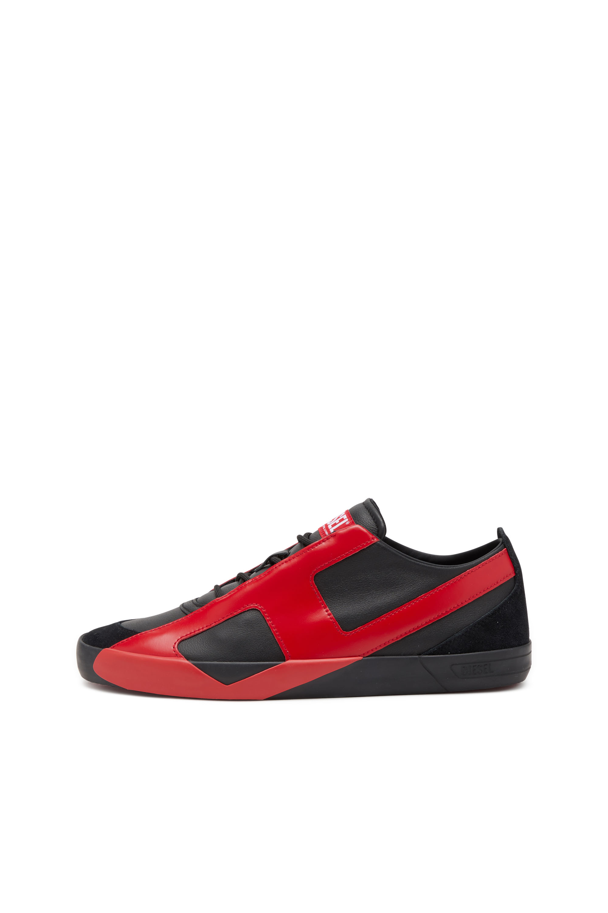 Diesel - S-SLANTE-D LOW, Man's S-Slante-D-Sneakers in suede and leather with D logo in Black/Red - 3