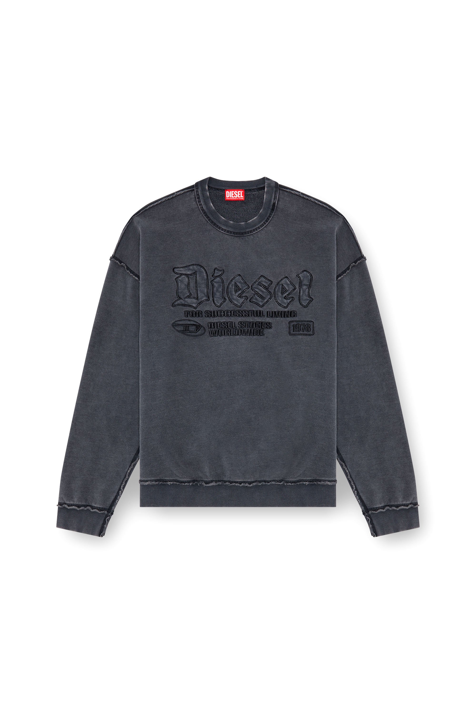Diesel - S-BOXT-RAW, Man Sweatshirt with logo embroidery in Black - Image 3