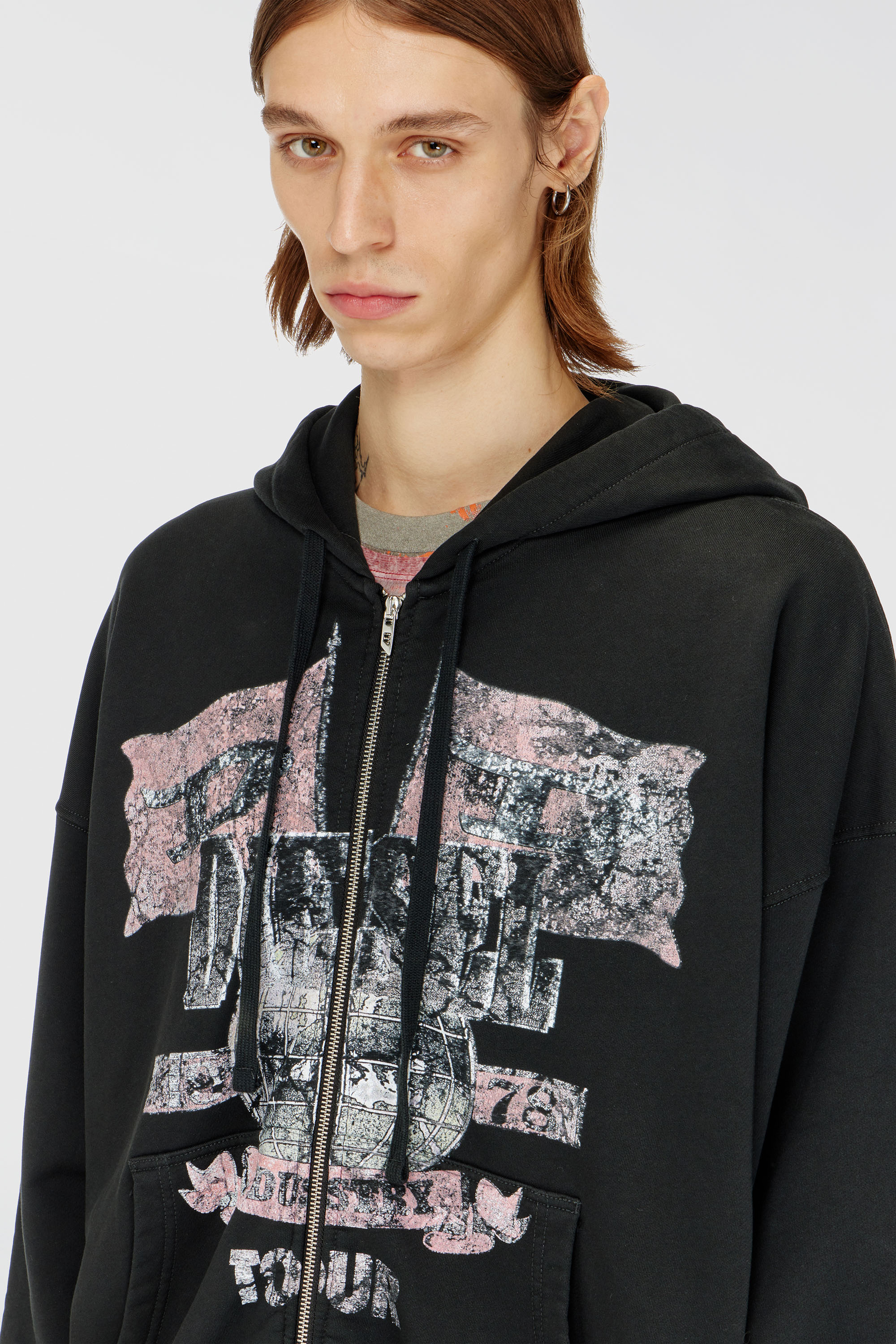 Diesel - S-WILL-ZIP, Man's Zip-up hoodie with concert graphics in null - 5