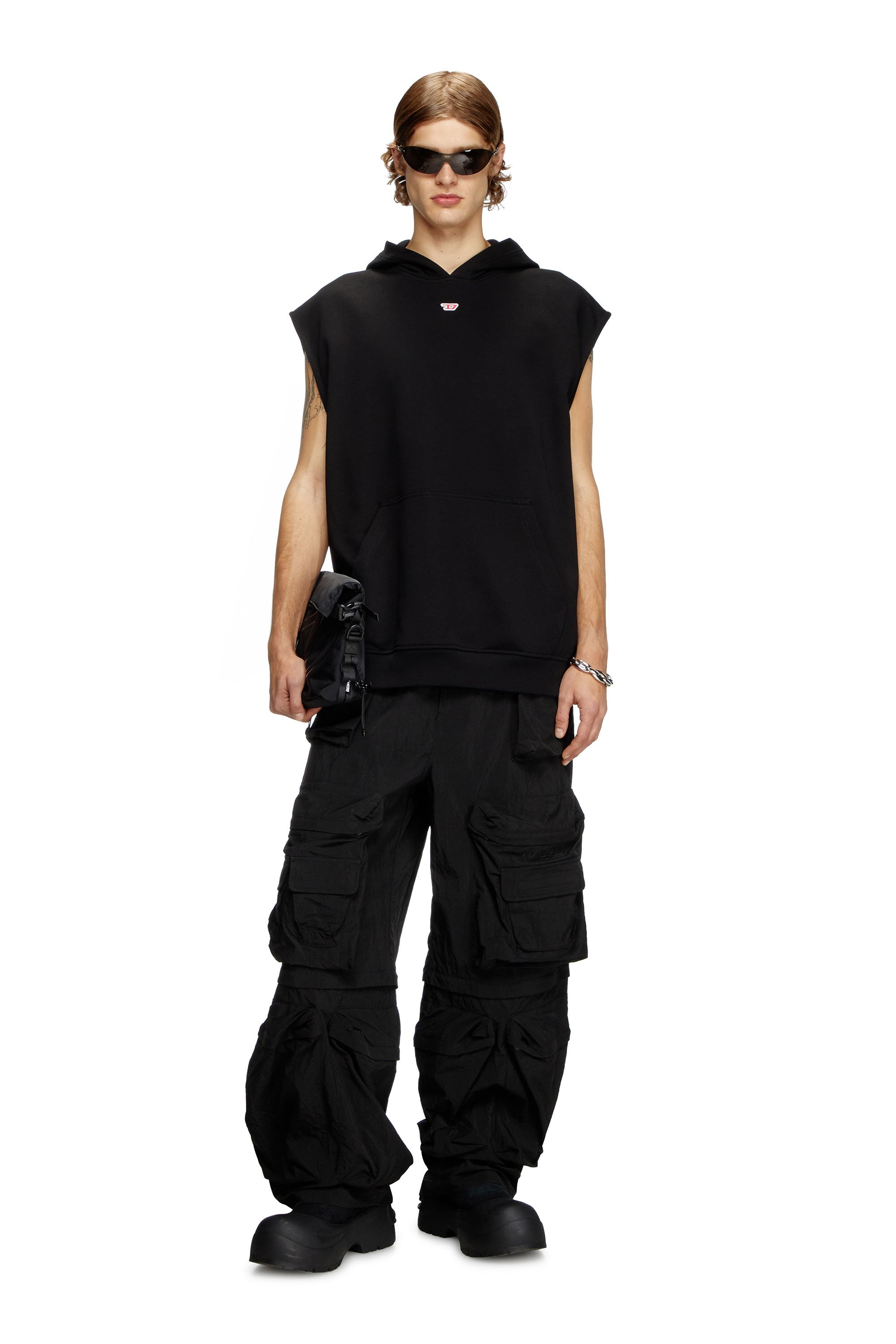 Diesel - S-BOXT-SL-D, Man's Sleeveless hoodie with D logo in Black - 2