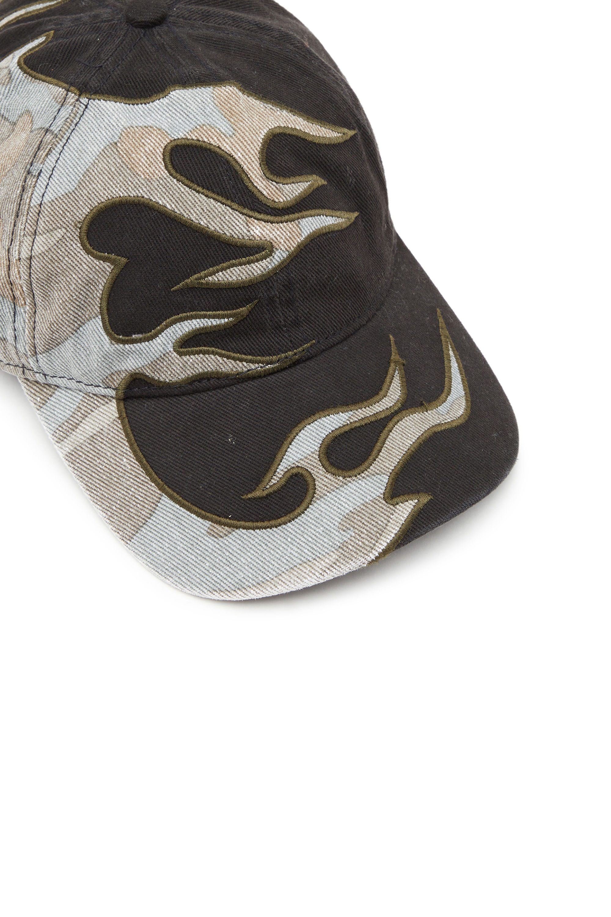 Diesel - C-FLAMA, Man's Baseball cap with camo flames in Black/Grey - 4