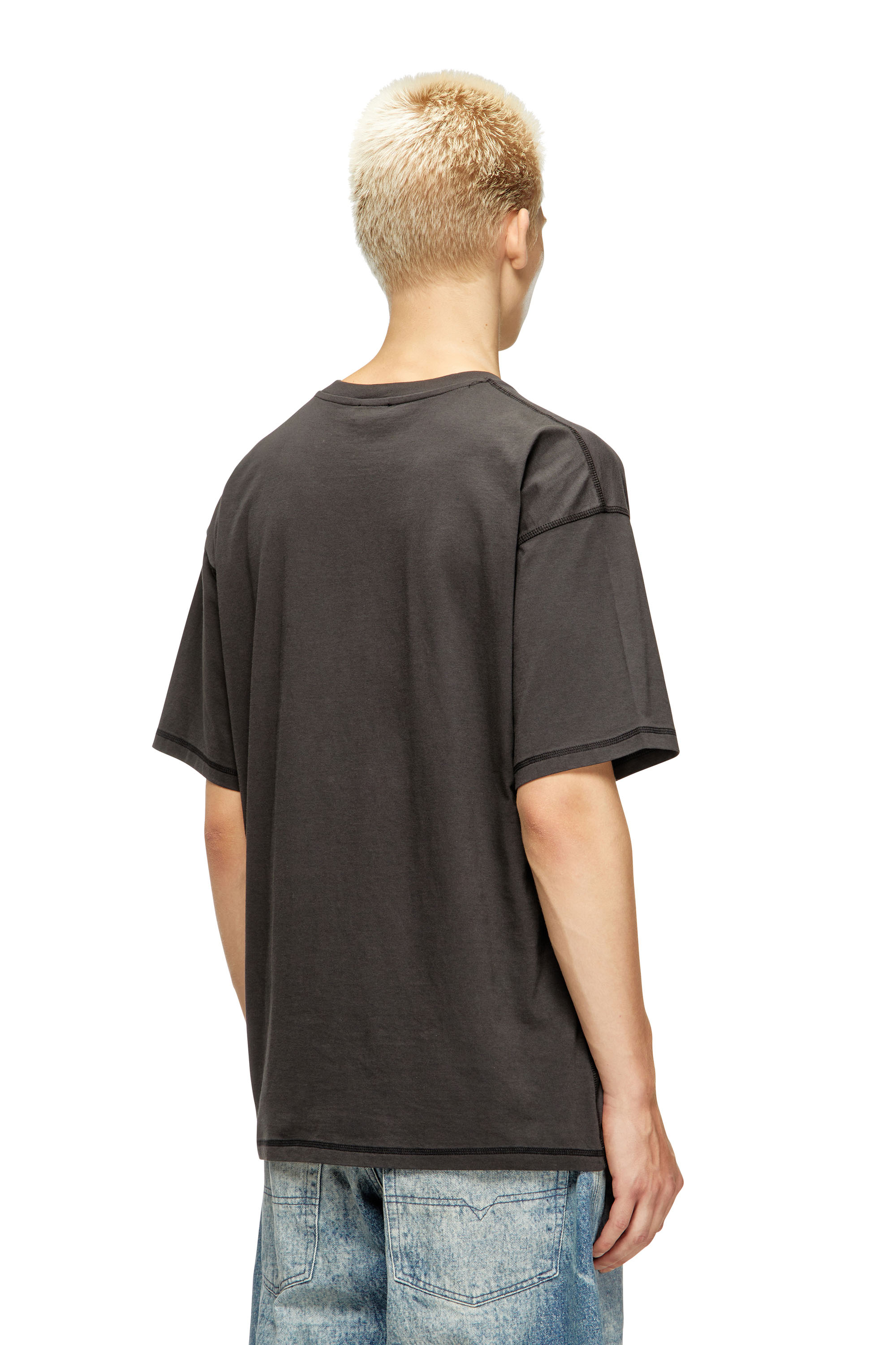 Diesel - T-LEONARD-IHBJ, Man's T-shirt with graffiti print in Dark grey - 4