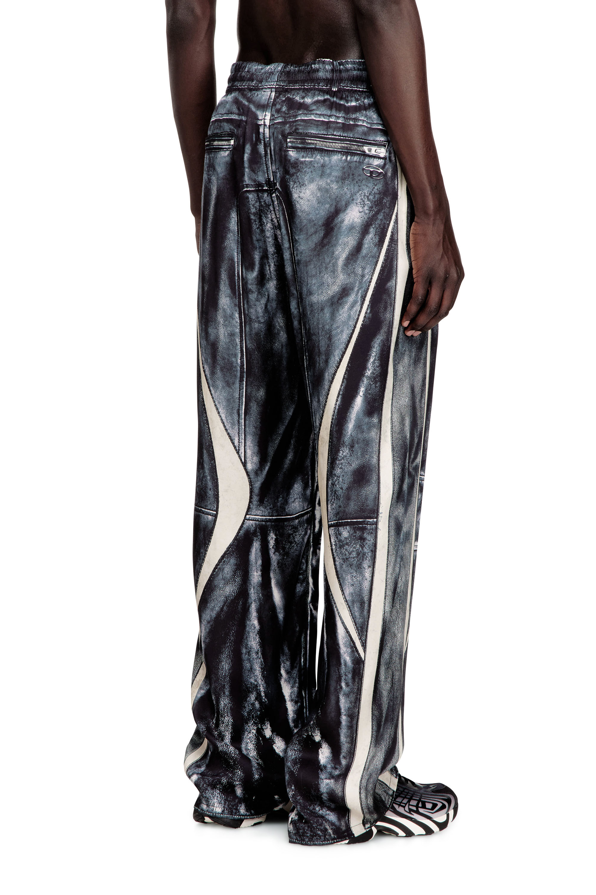 Diesel - P-THECK-BMCZ, Man's Biker-trompe l'oeil satin track pants in null - 3