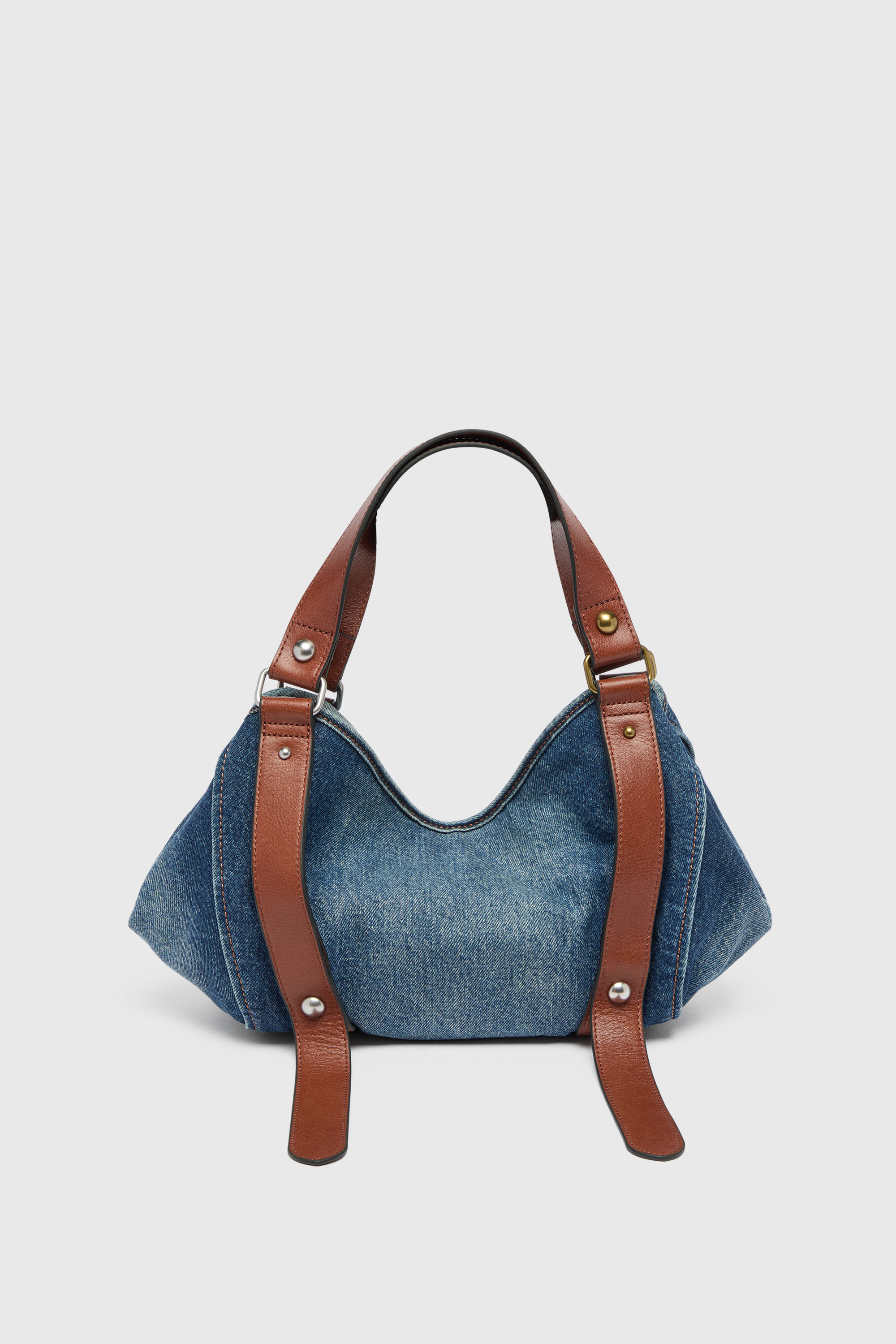Diesel - D-ONE TOPHANDLE S, Woman's D-One-Small top-handle bag in denim and leather in Blue - 2