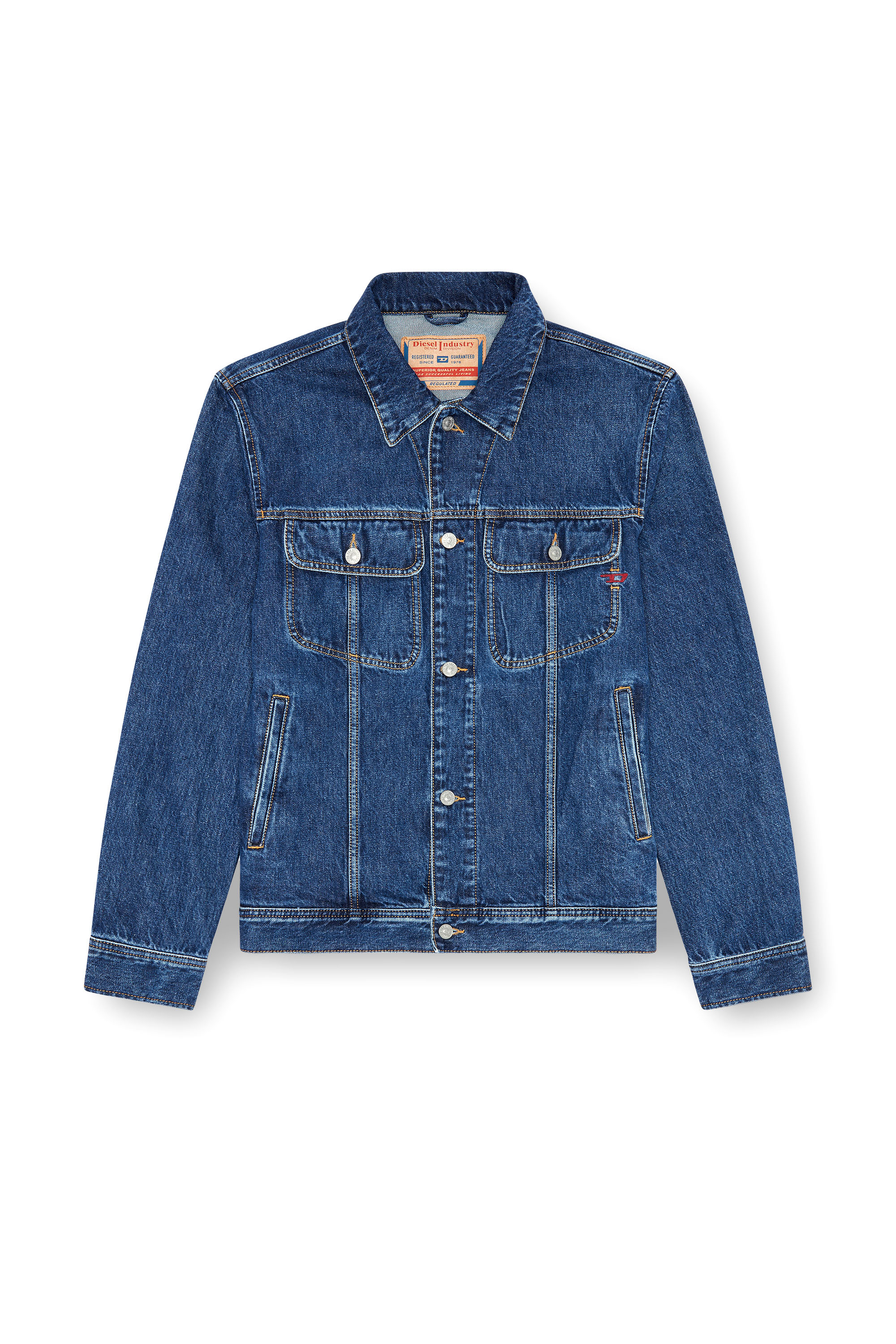 Diesel - D-BARCY, Man's Regular-fit trucker jacket in Medium blue - 2