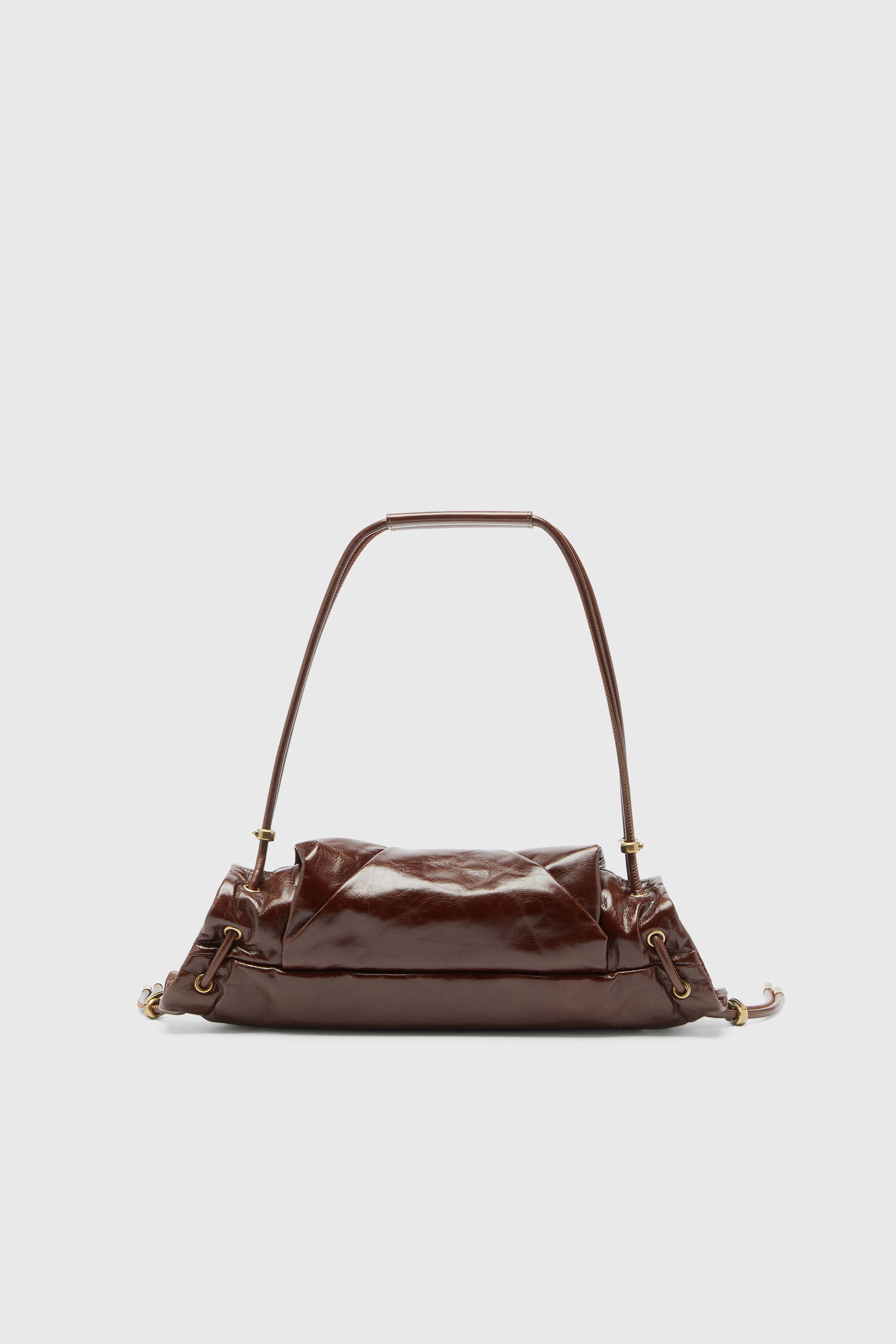 Diesel - SCRUNCH-D SHOULDER S, Woman's Scrunch-D-Small shoulder bag in shiny scrunched leather in Brown - 2