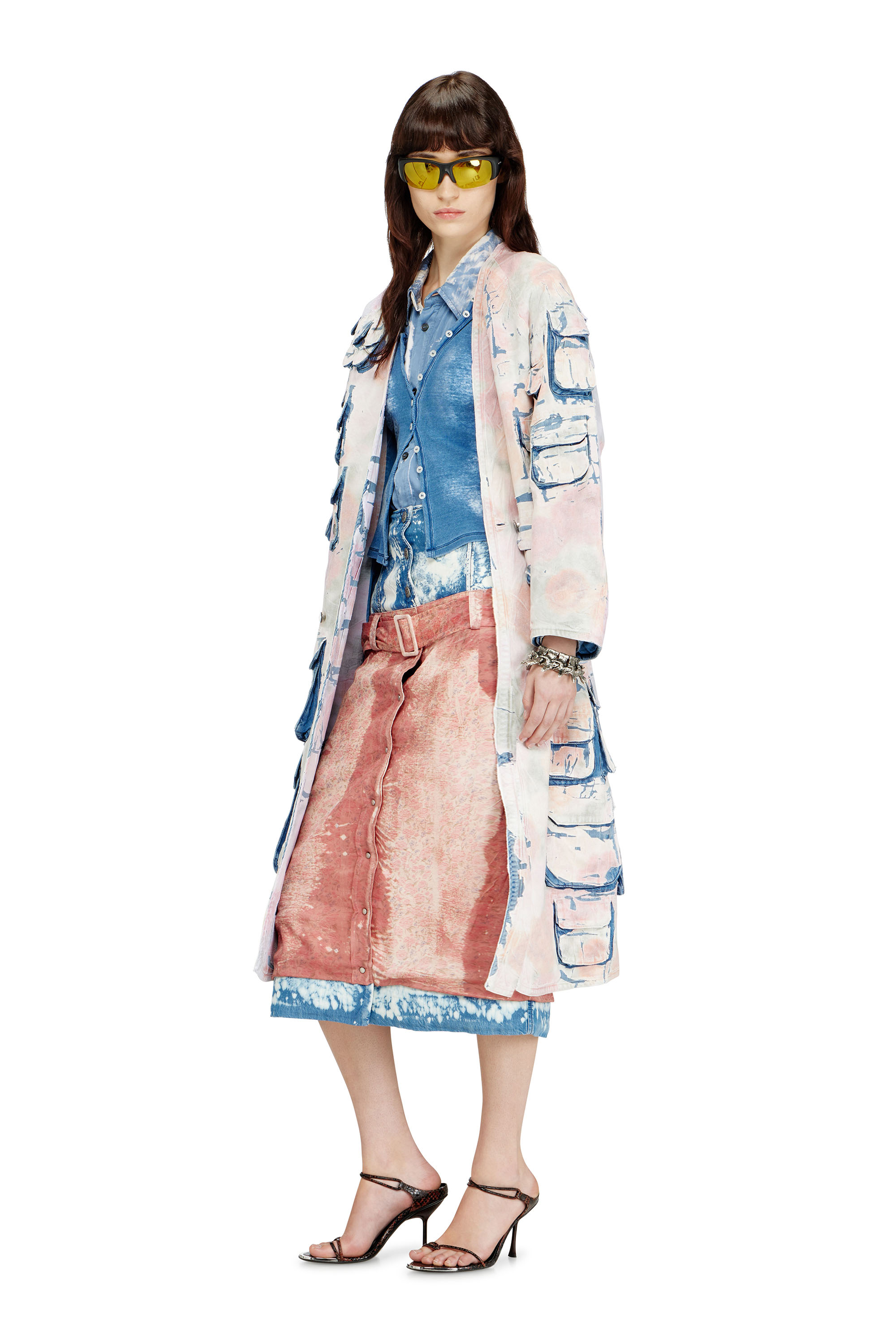 Diesel - DE-SELDOR-FSI, Woman's Denim coat with peel-off check jersey in Blue/Pink - 1