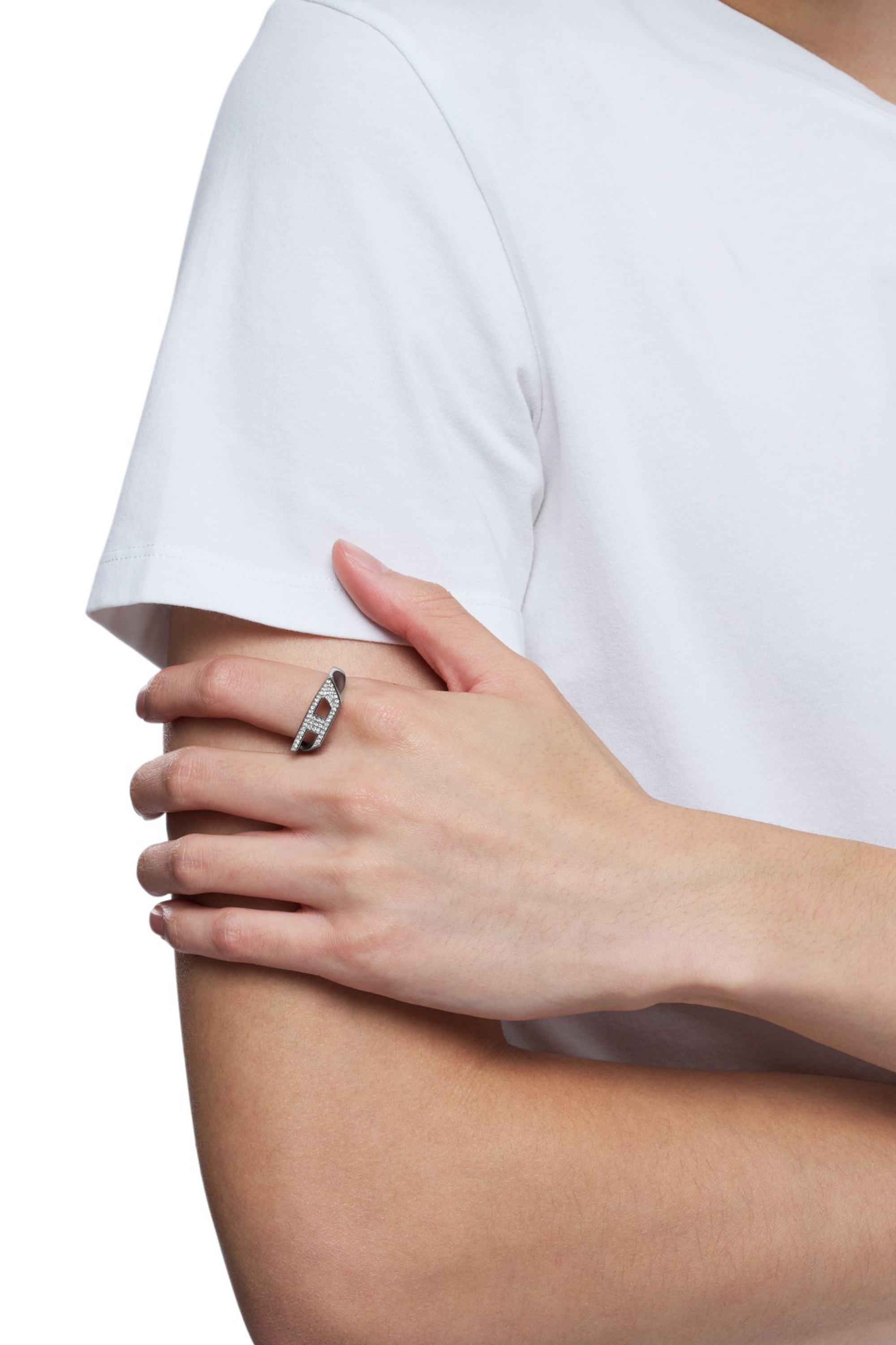 Diesel - DX1629040 JEWELLERY, Unisex's Stainless steel glitz signet ring in Silver - 5