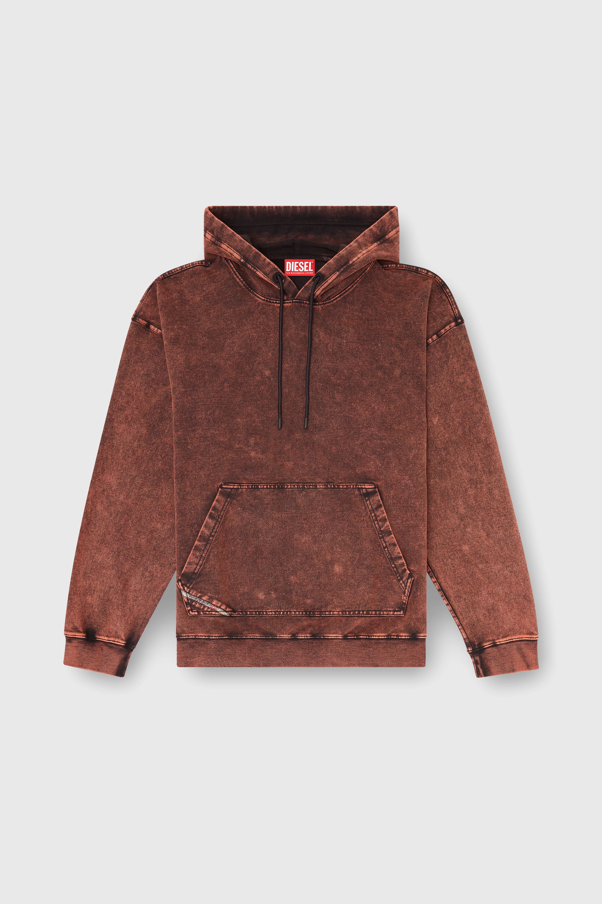 Diesel - S-BOXT-HOOD-TUK, Man's Treated denim-effect hoodie in Brown - 1