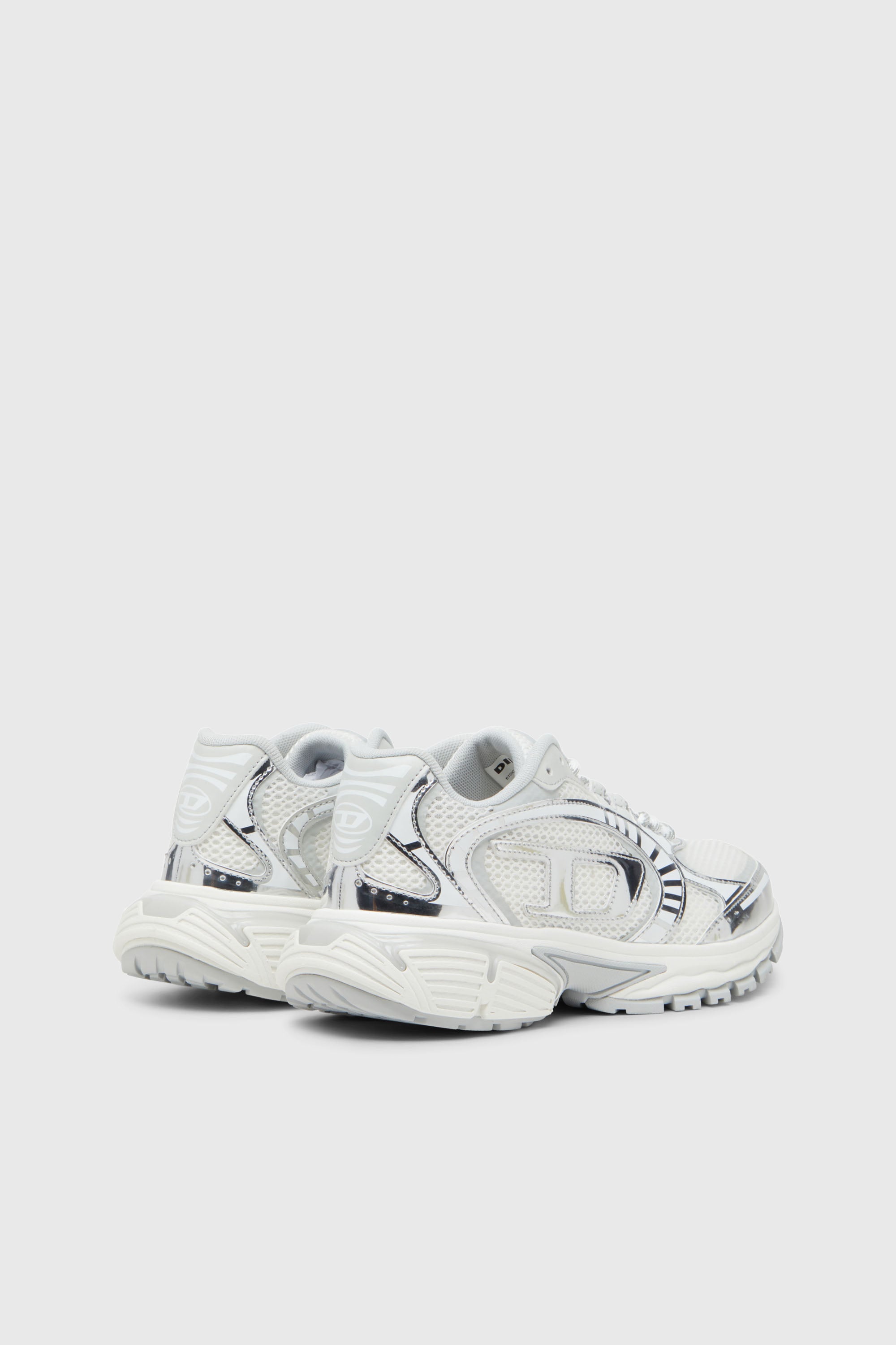 Diesel - S-PRO-V-DENSE LOW W, Woman's S-Pro-V-Dense-Metallic mesh sneakers with Oval D logo in White/Silver - 3