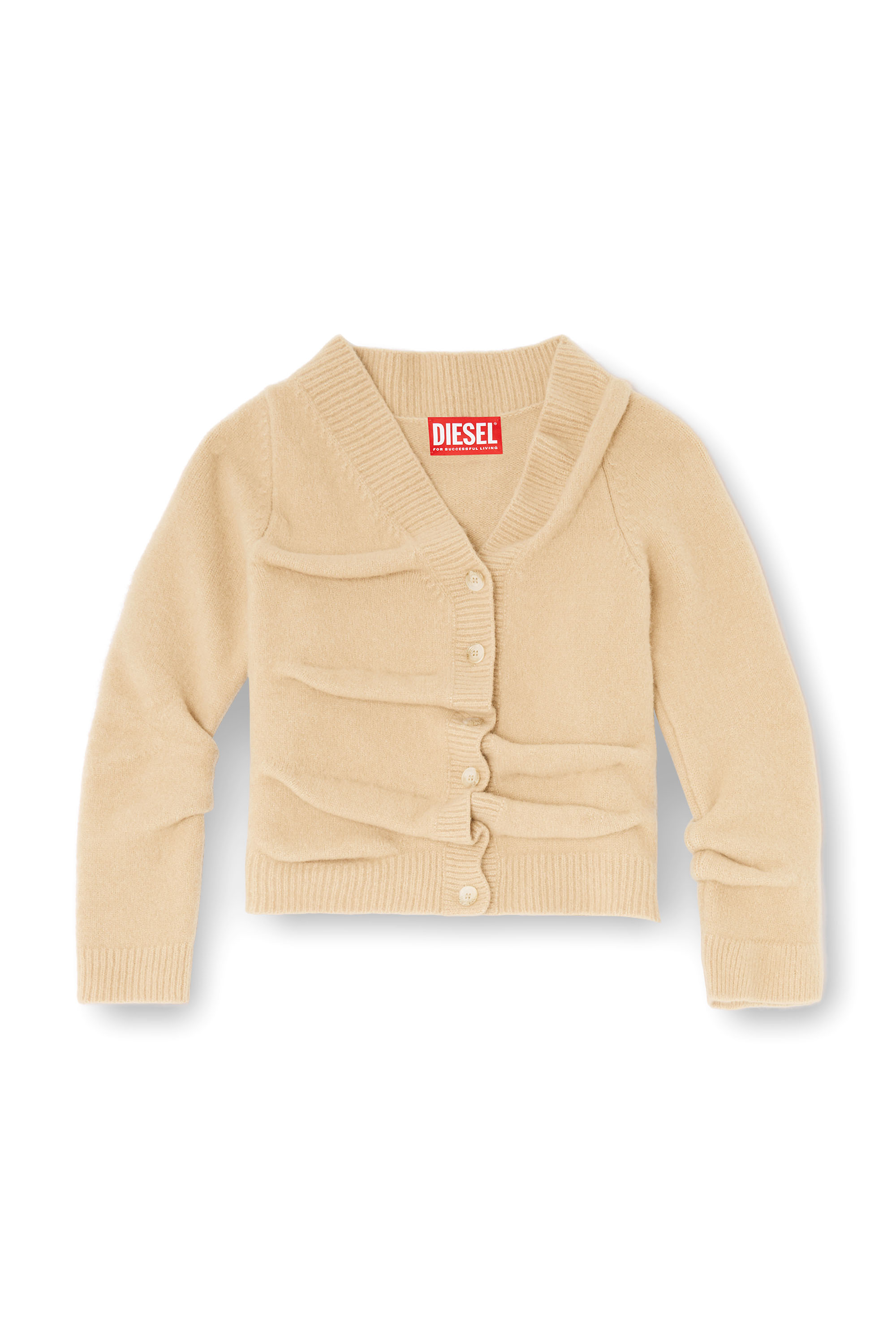 Diesel - M-AVA, Woman's Cropped cardigan in wrinkled boiled knit in Beige - 4