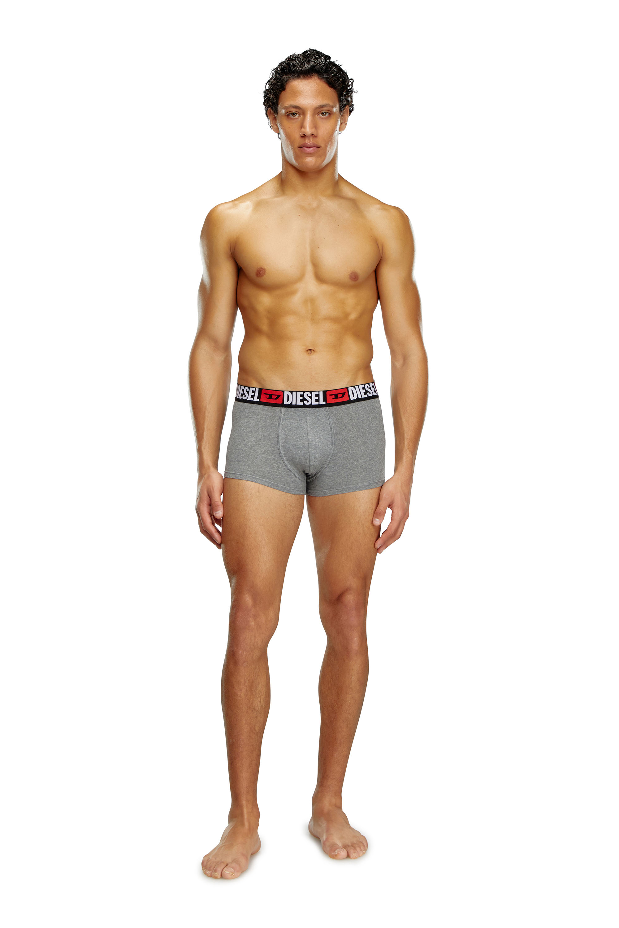 Diesel - UMBX-DAMIENTHREEPACK, Man's Three-pack of all-over logo waist boxers in White/Grey - 1