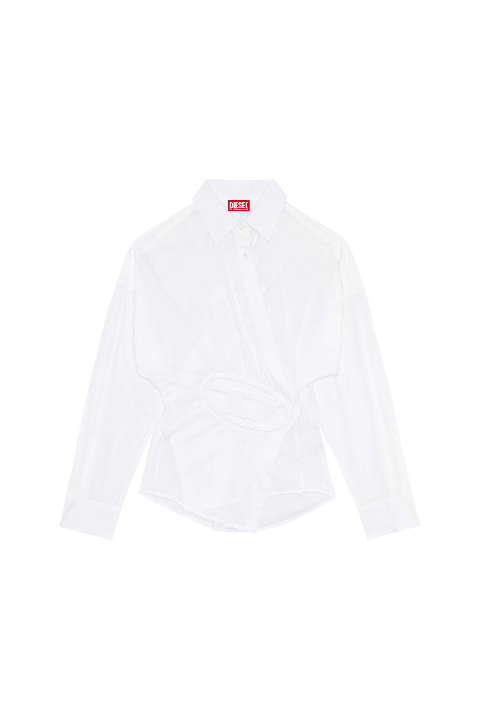 Diesel - C-SIZ-N1, Woman Wrap shirt with embossed logo in White - Image 4