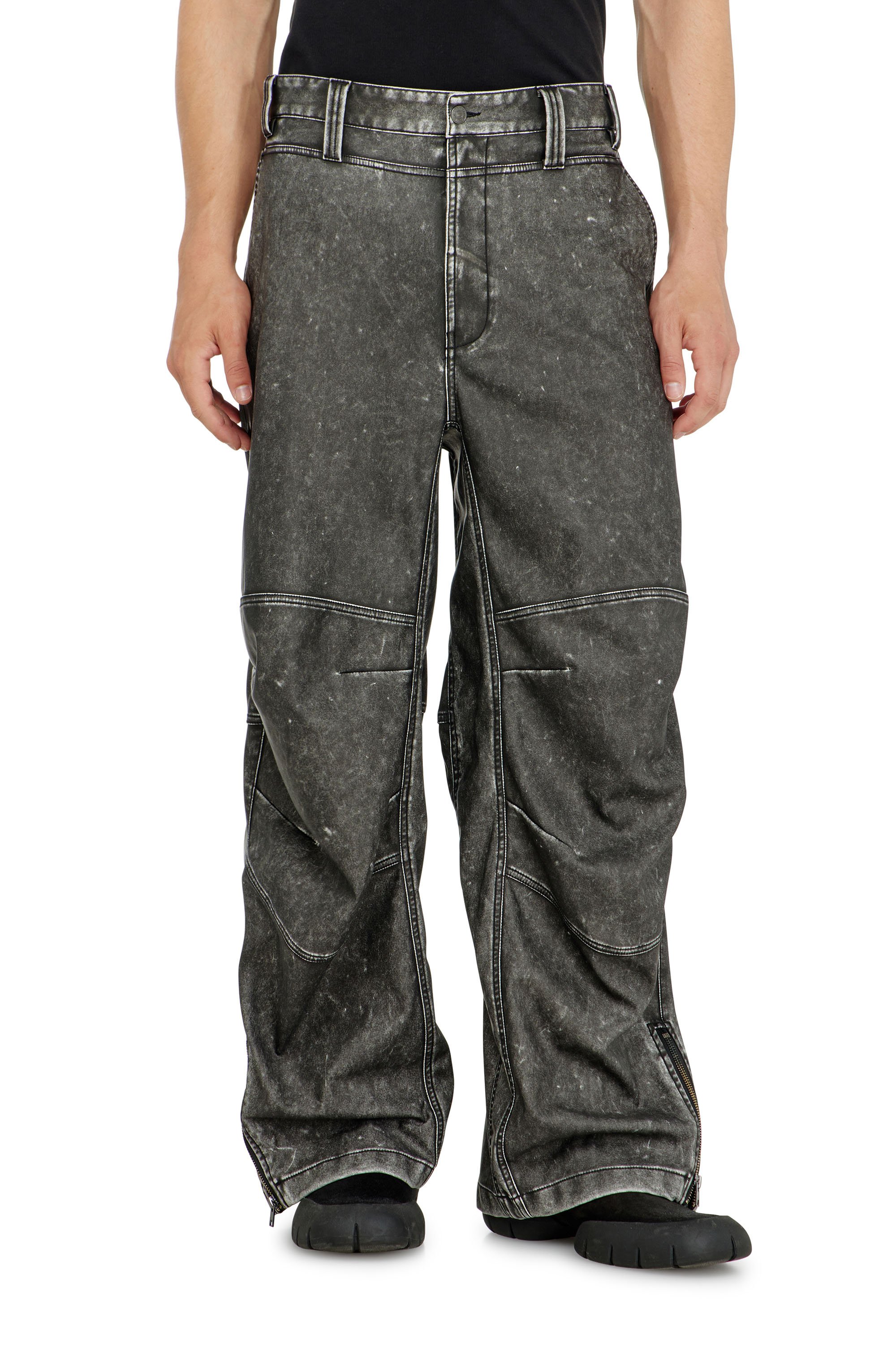 Diesel - P-DELLY-NJCJ, Man's Pants in distressed-effect bonded material in null - 3